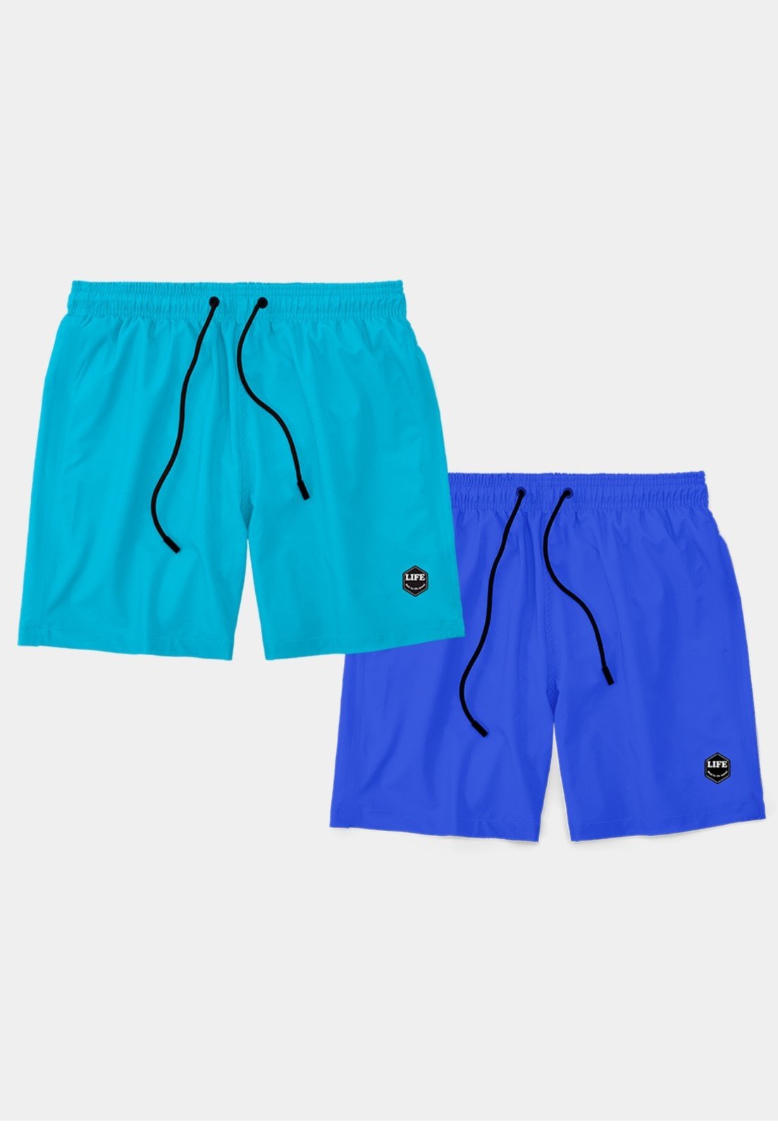 Kit 2 Shorts Masculino Básico Liso Bermuda Praia Mauricinho Tactel