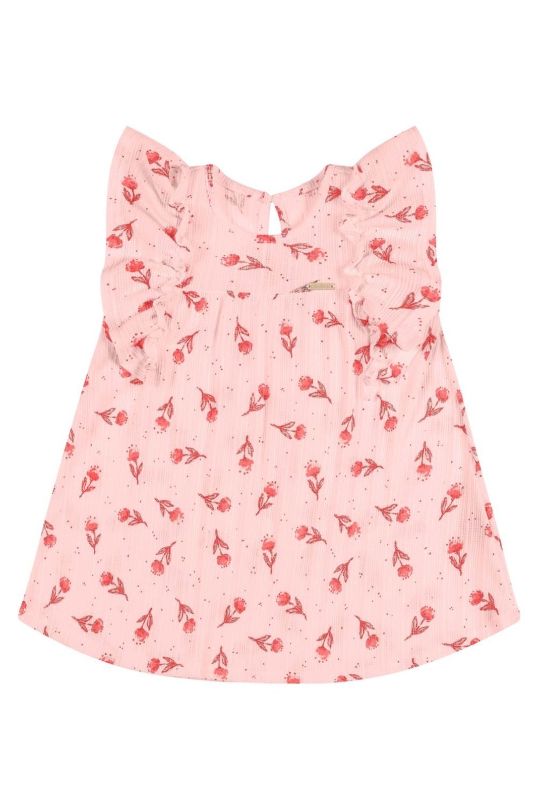 Infantil - Vestido Menina Floral Canelado Colorittá Rosa