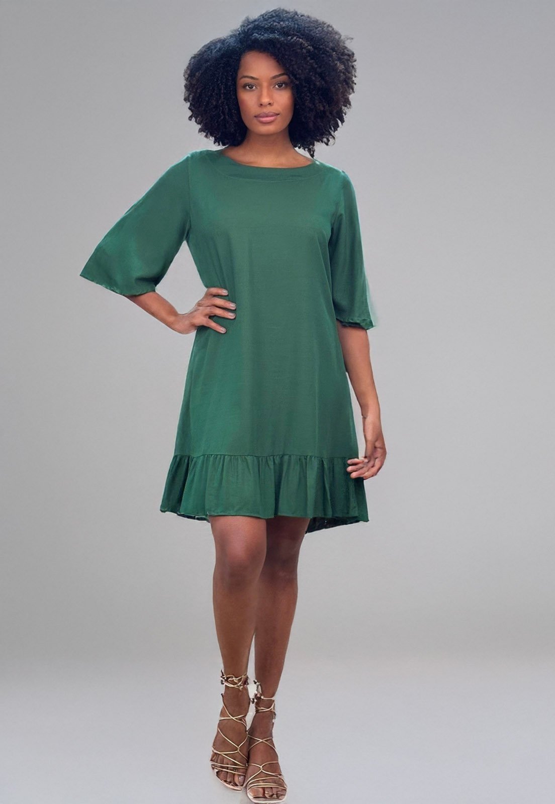 Vista 3 Vestido Amazonia Vital Curto Viscose Estampa Musgo Amazonia Vital verde