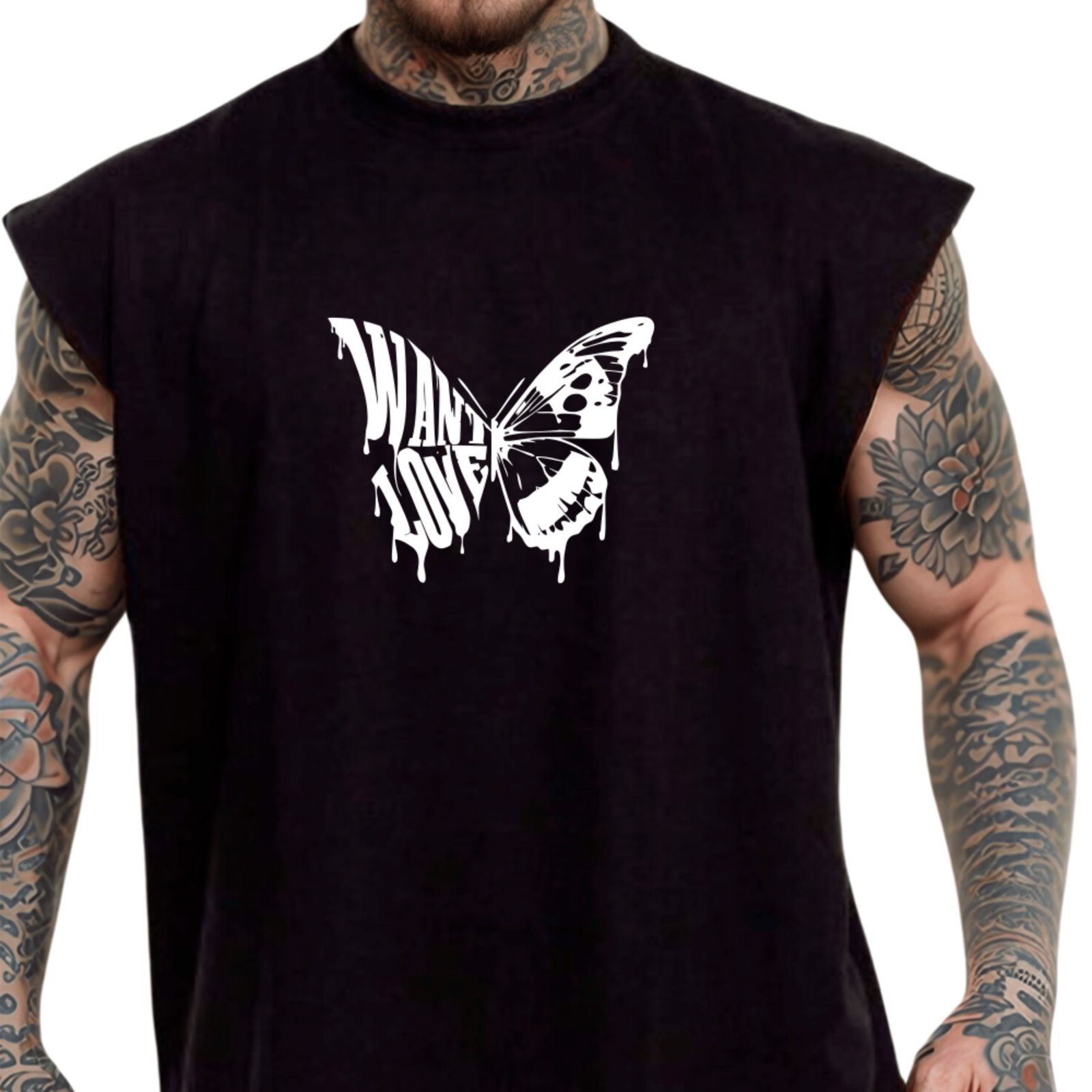 Camiseta Regata Machão Ousy Want Love Oversized Masculina Preto