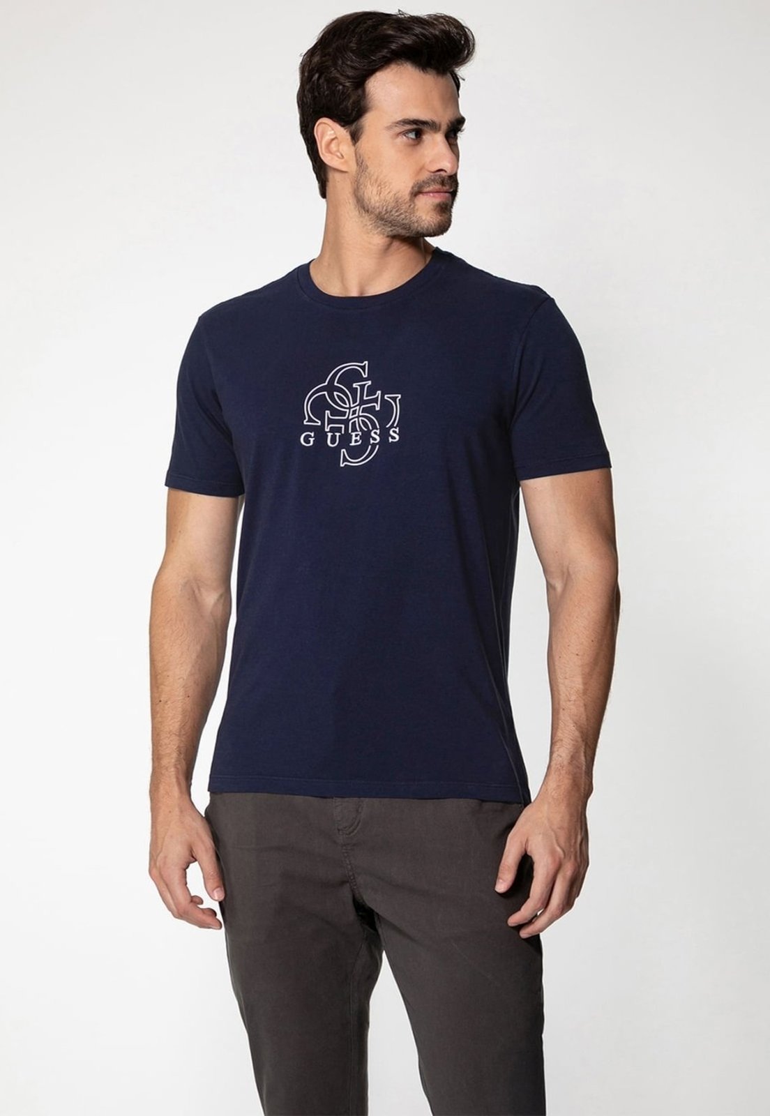 Camiseta Guess 4G Bordado Azul Escuro
