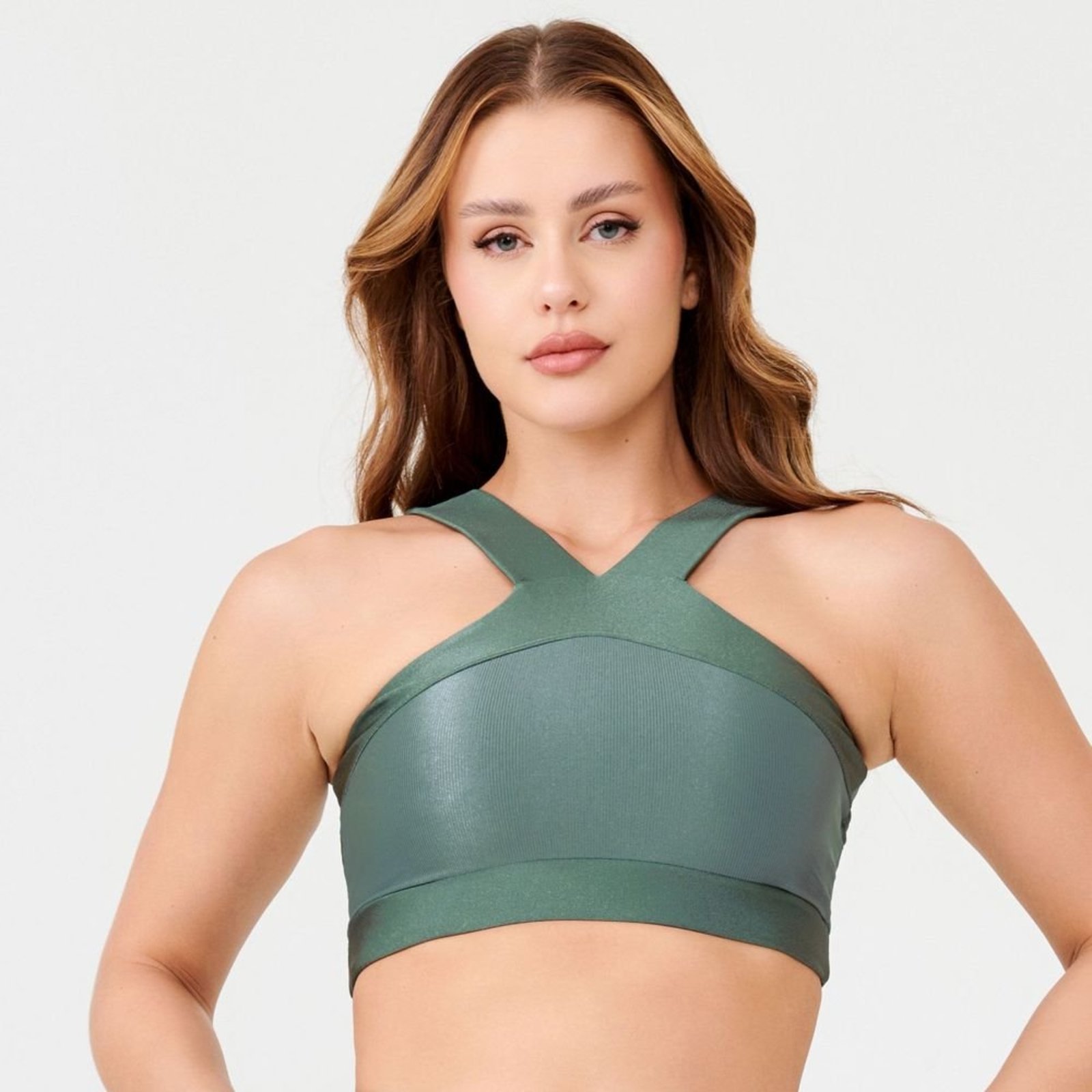 Vista 3 Top Magic Green Night Platinado e Microcanelado Com Bojo Donna Carioca verde Donna Carioca verde