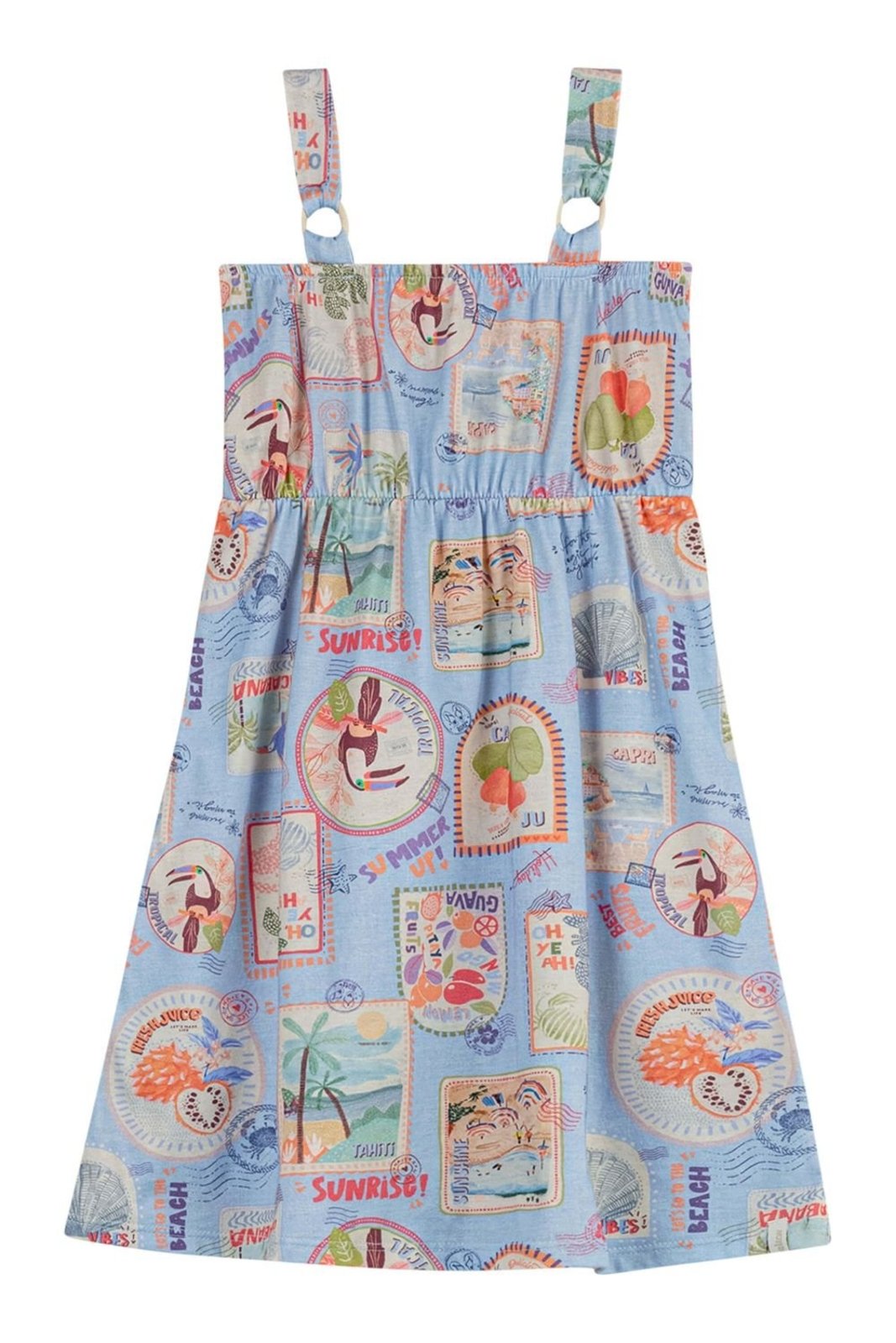 Infantil - Vestido Menina Stamp Elian Azul