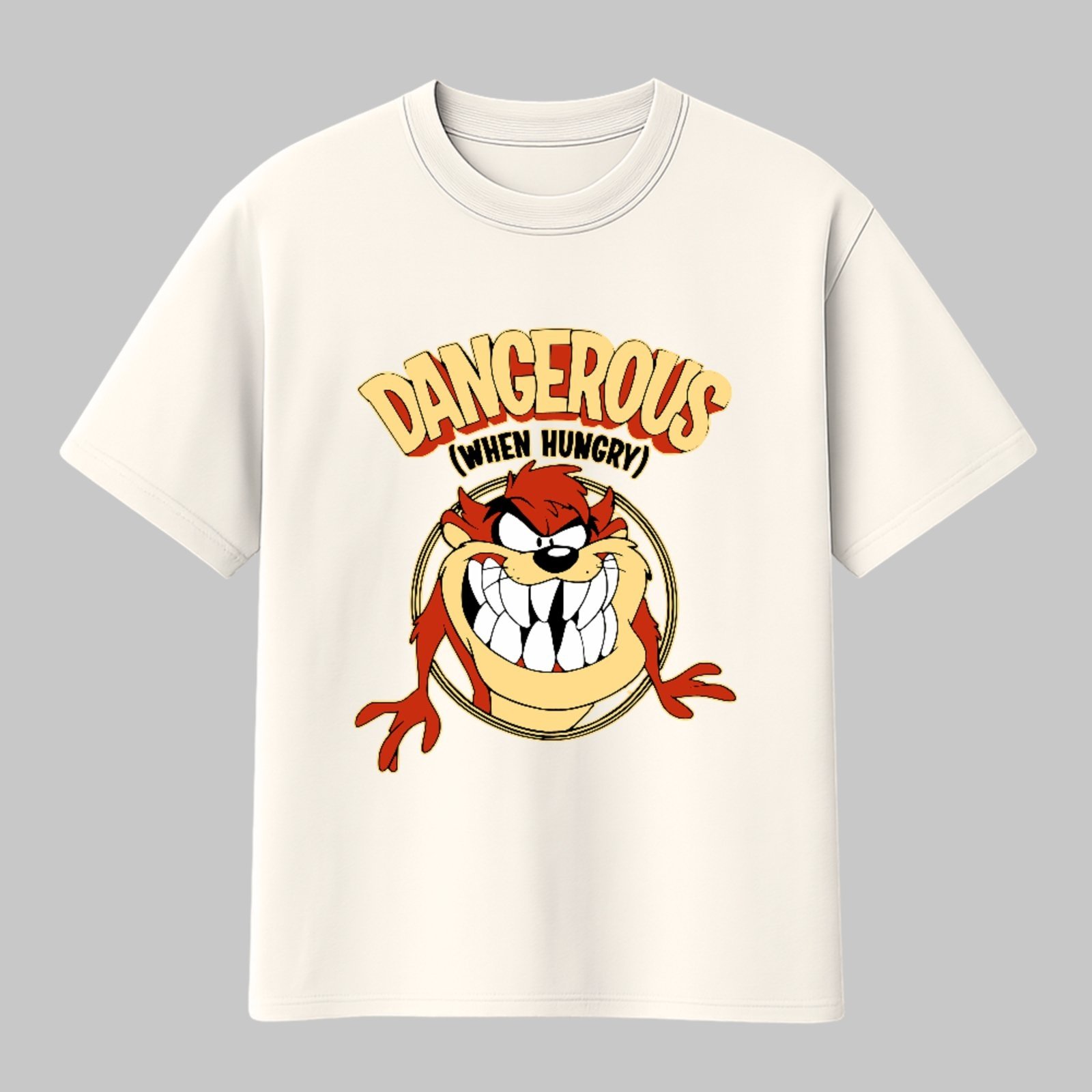 Camiseta Básica Energia Explosiva Taz Hungry Unissex Off White