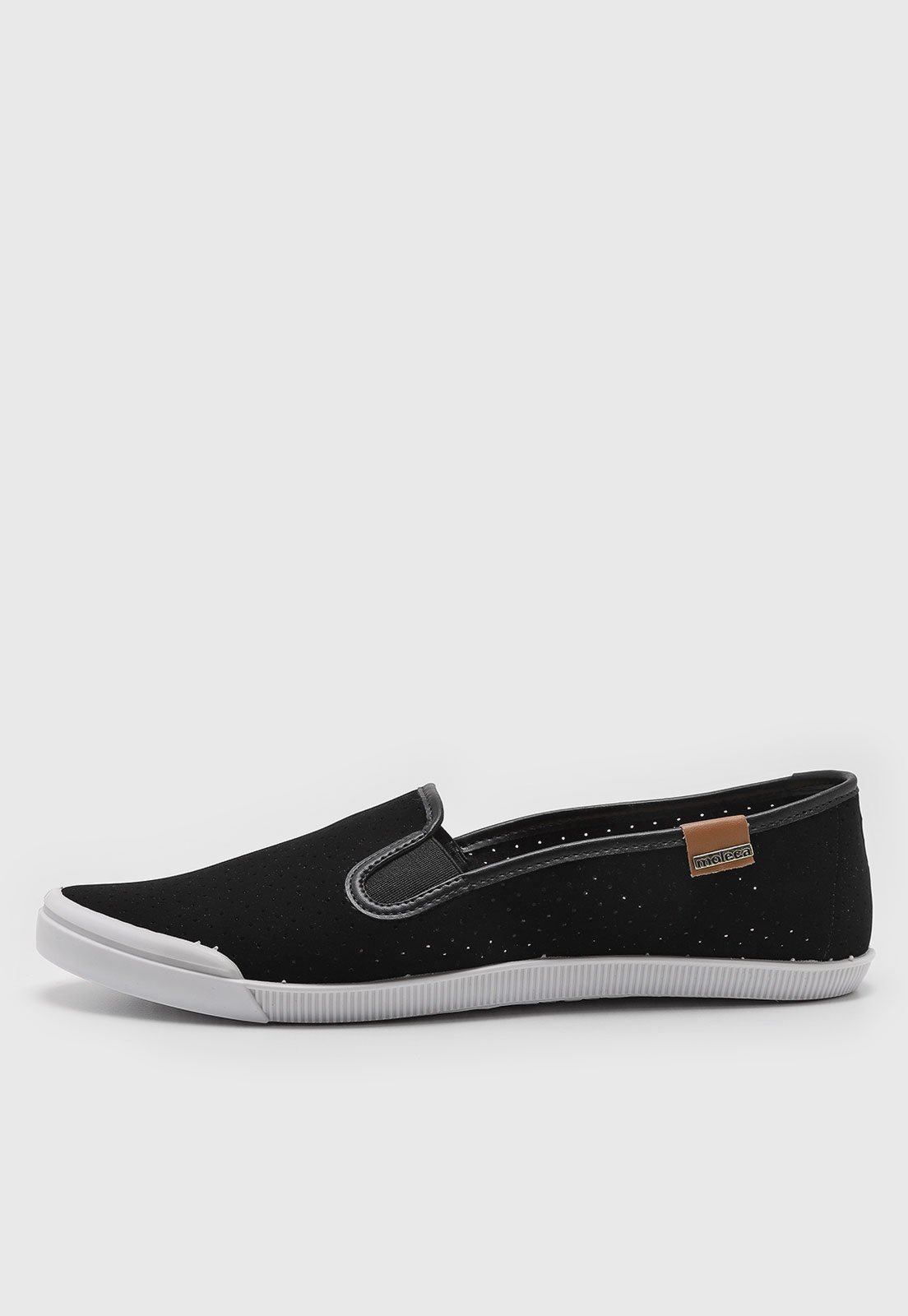 Tênis Moleca Slip On Detalhe Perfurado Preto