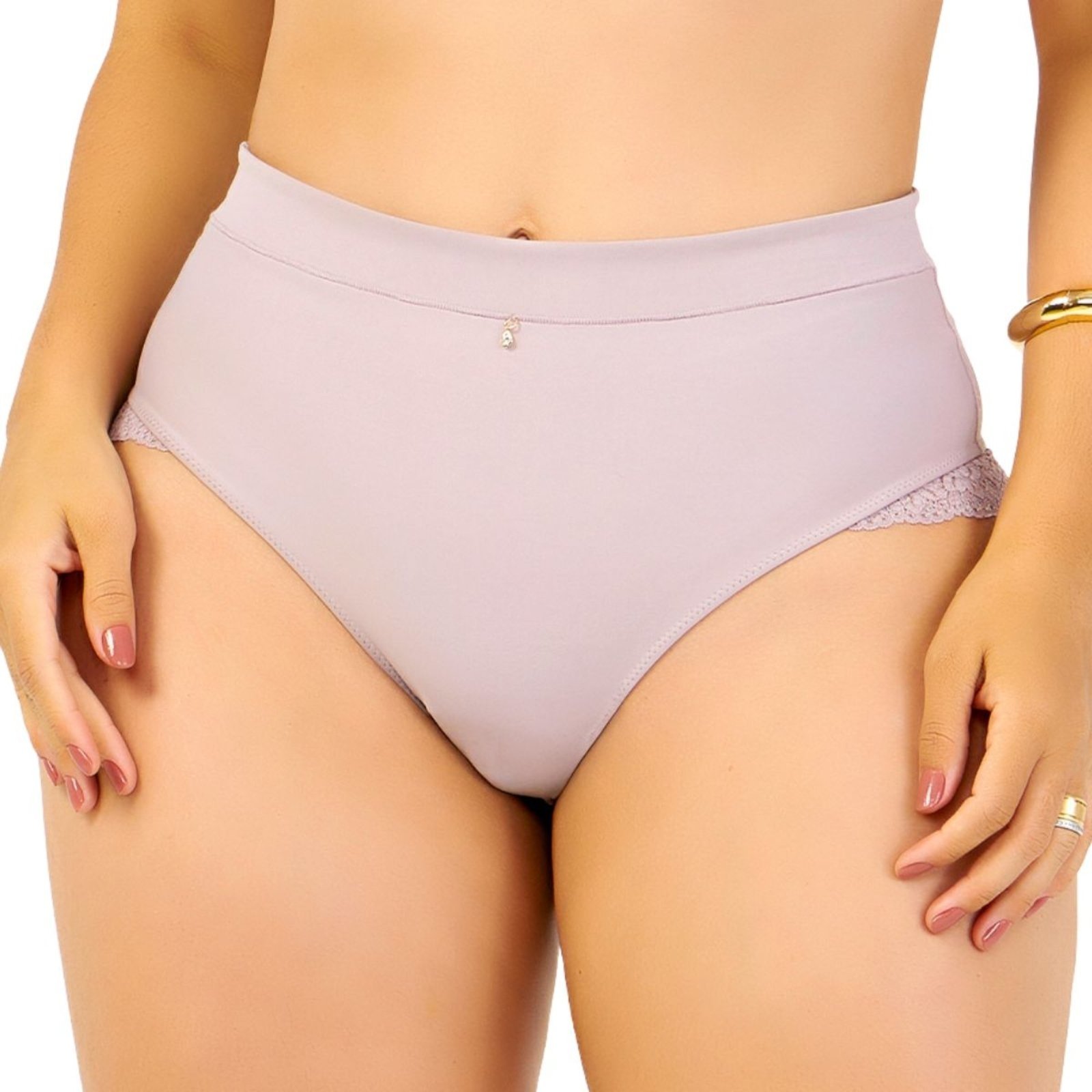 Calcinha Tanga Alta Com Detalhes Em Renda Dilady