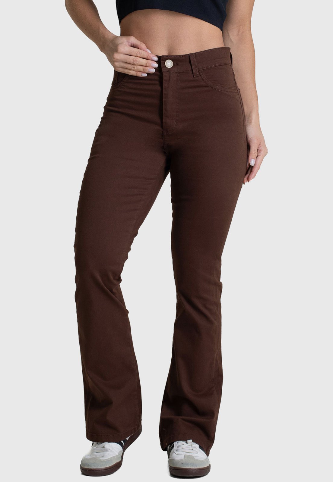 Calça Feminina Sawary Barra Afunilada Marrom