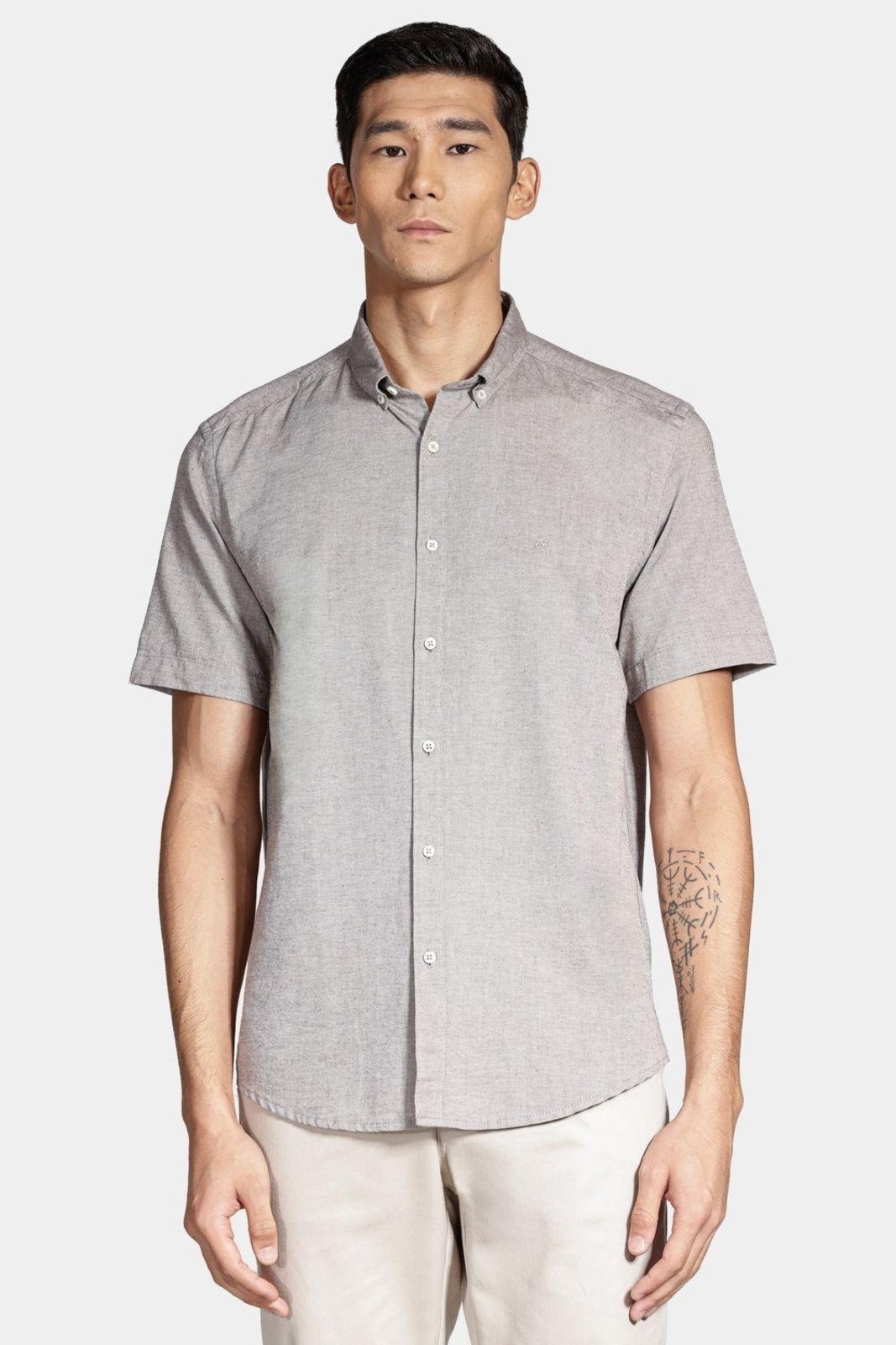Vista 2 Camisa Aramis Manga Curta Slim Oxford café café