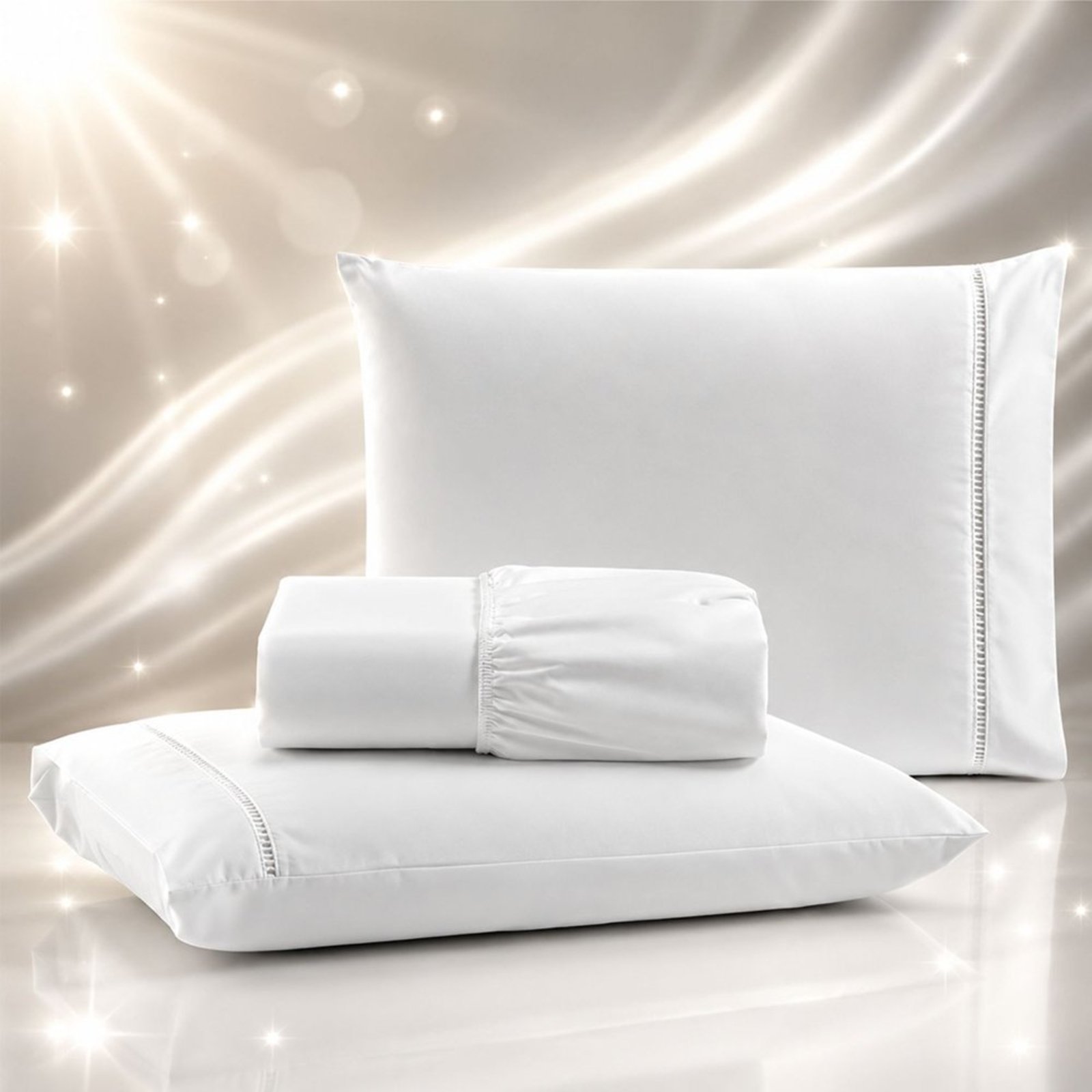 Jogo de Cama Lençol Quality King Micropercal 600 fios Macio 3 Peças - Branco