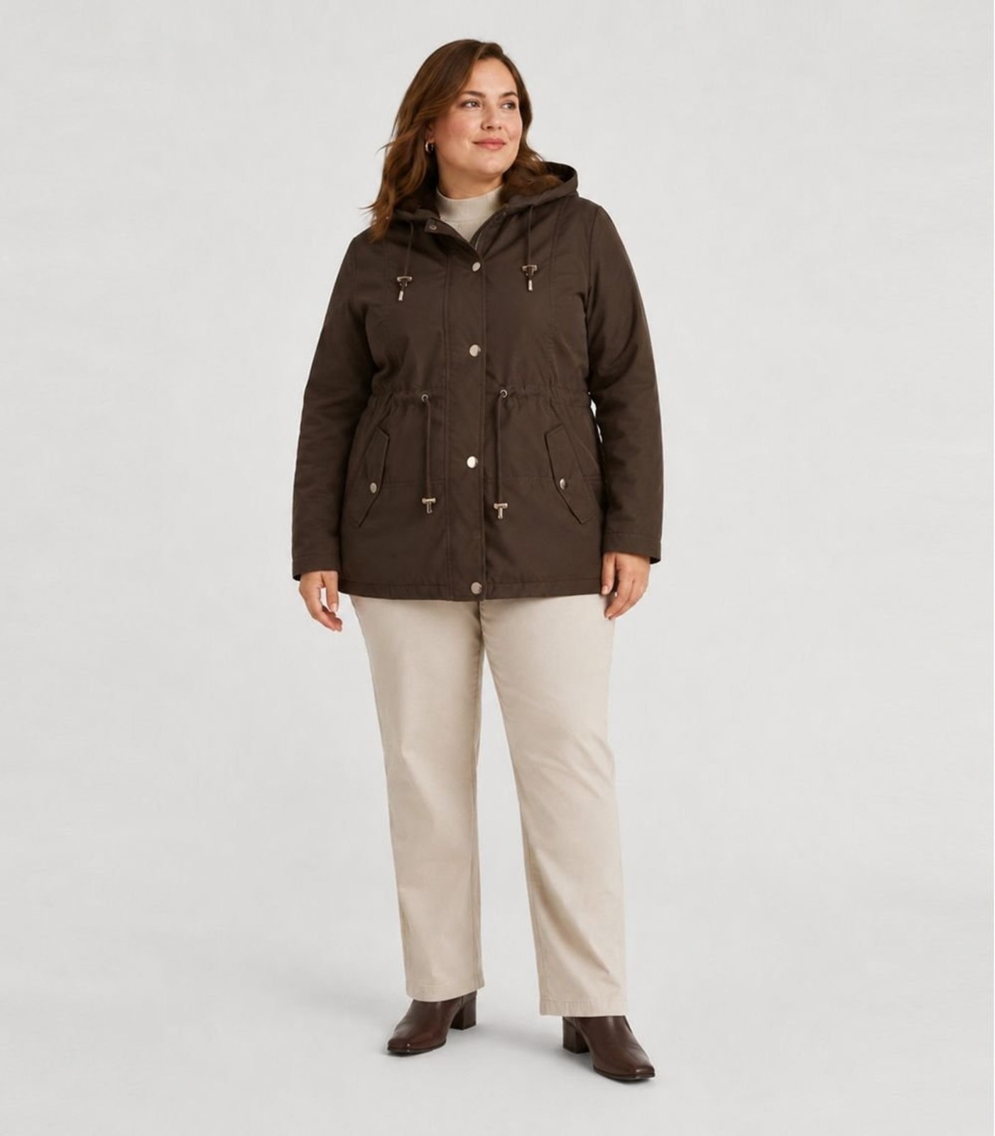 Parka Plus Size Feminina Peluciada Sea Surf Marrom