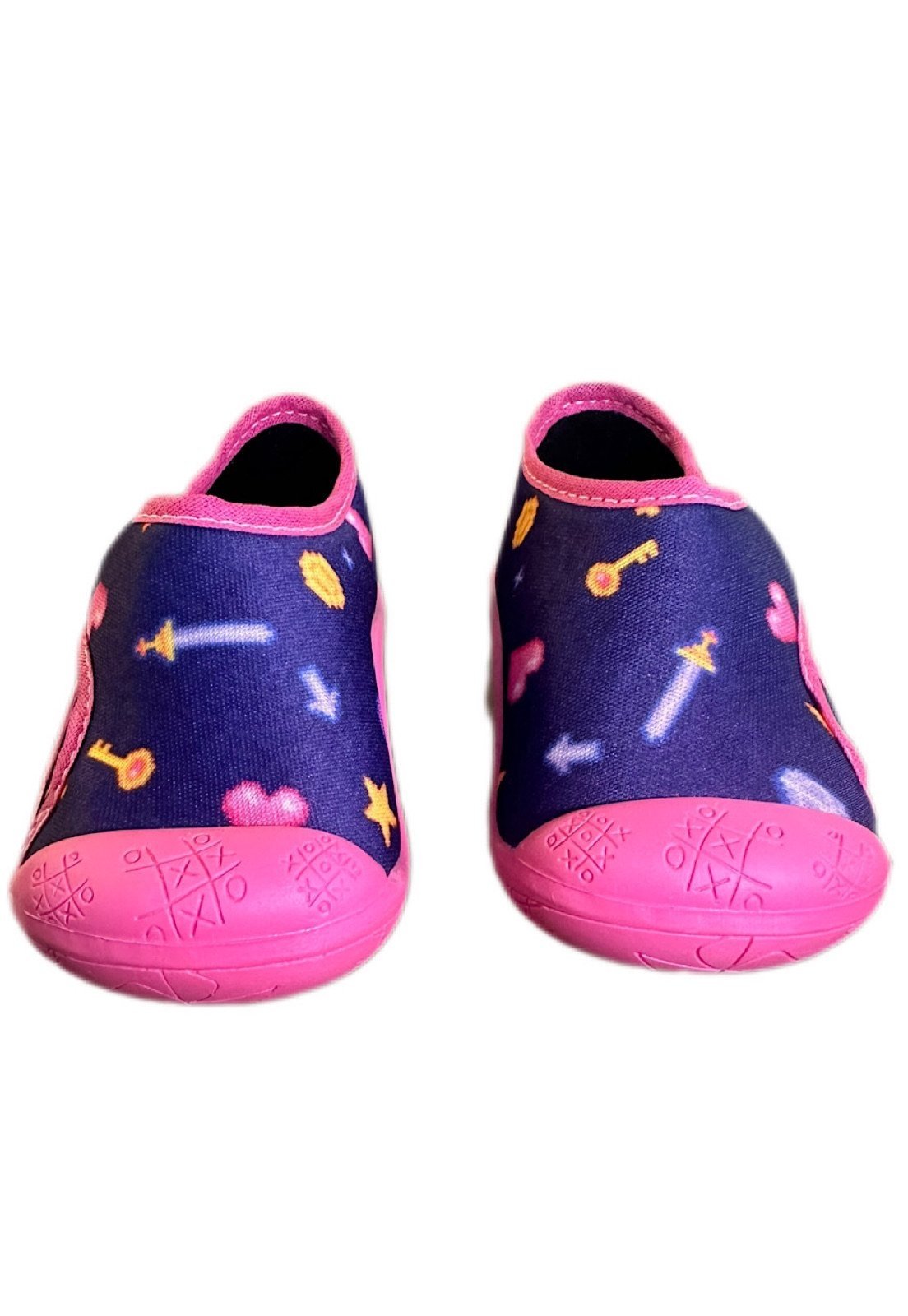 Vista 3 Infantil - Tênis meia Solzim calce fácil Roxo coração preto Solzim preto
