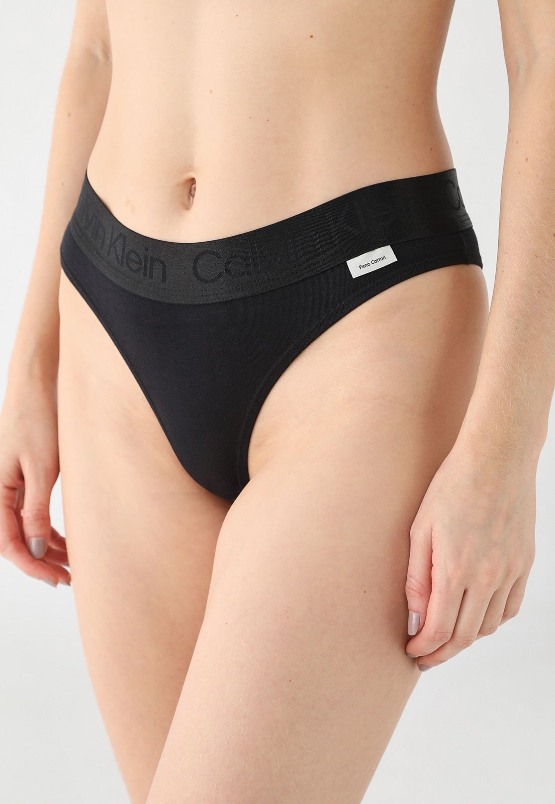 Calcinha Tanga Feminina Calvin Klein Pima Cotton Preta