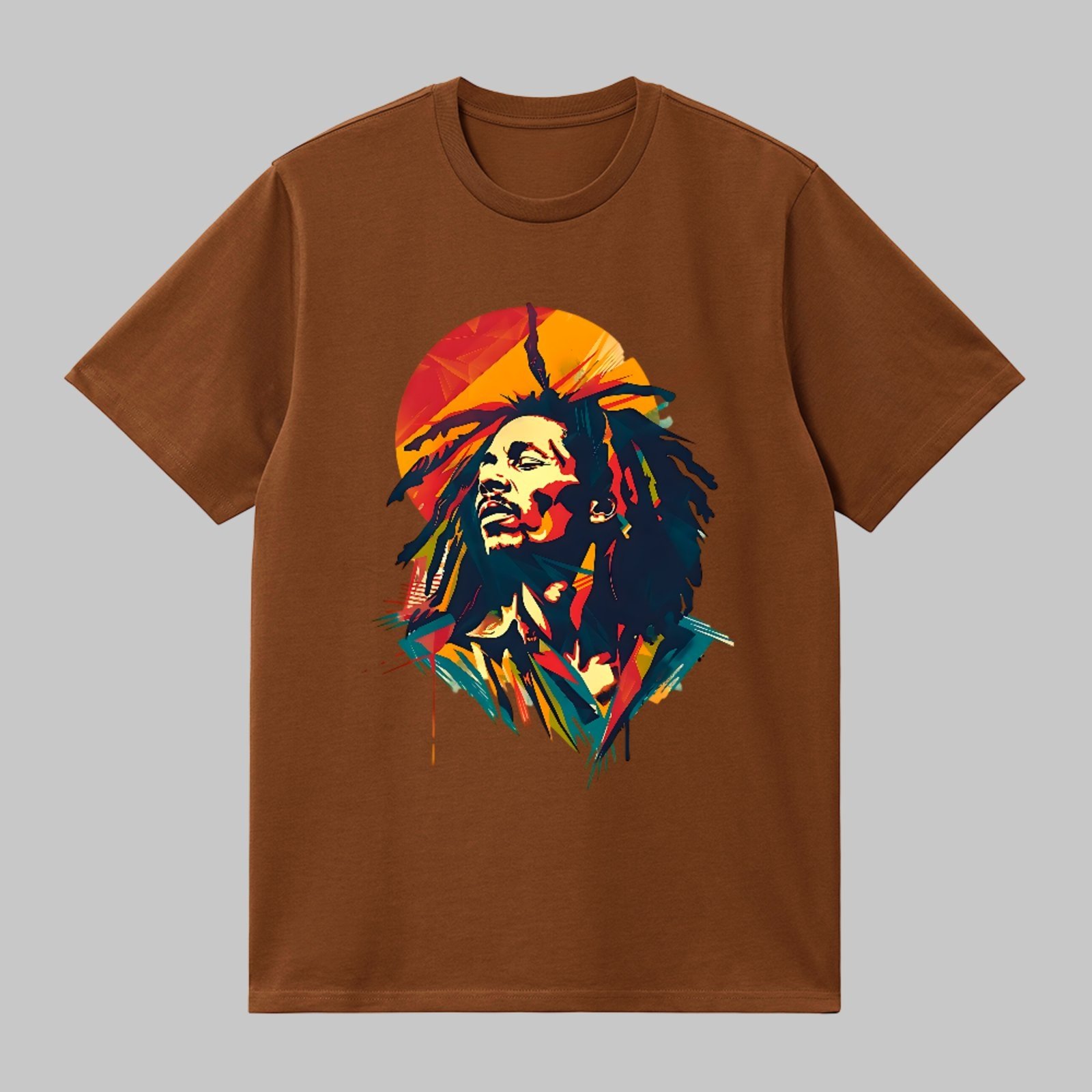 Camiseta Básica Música Reggae Jamaica Unissex Marrom