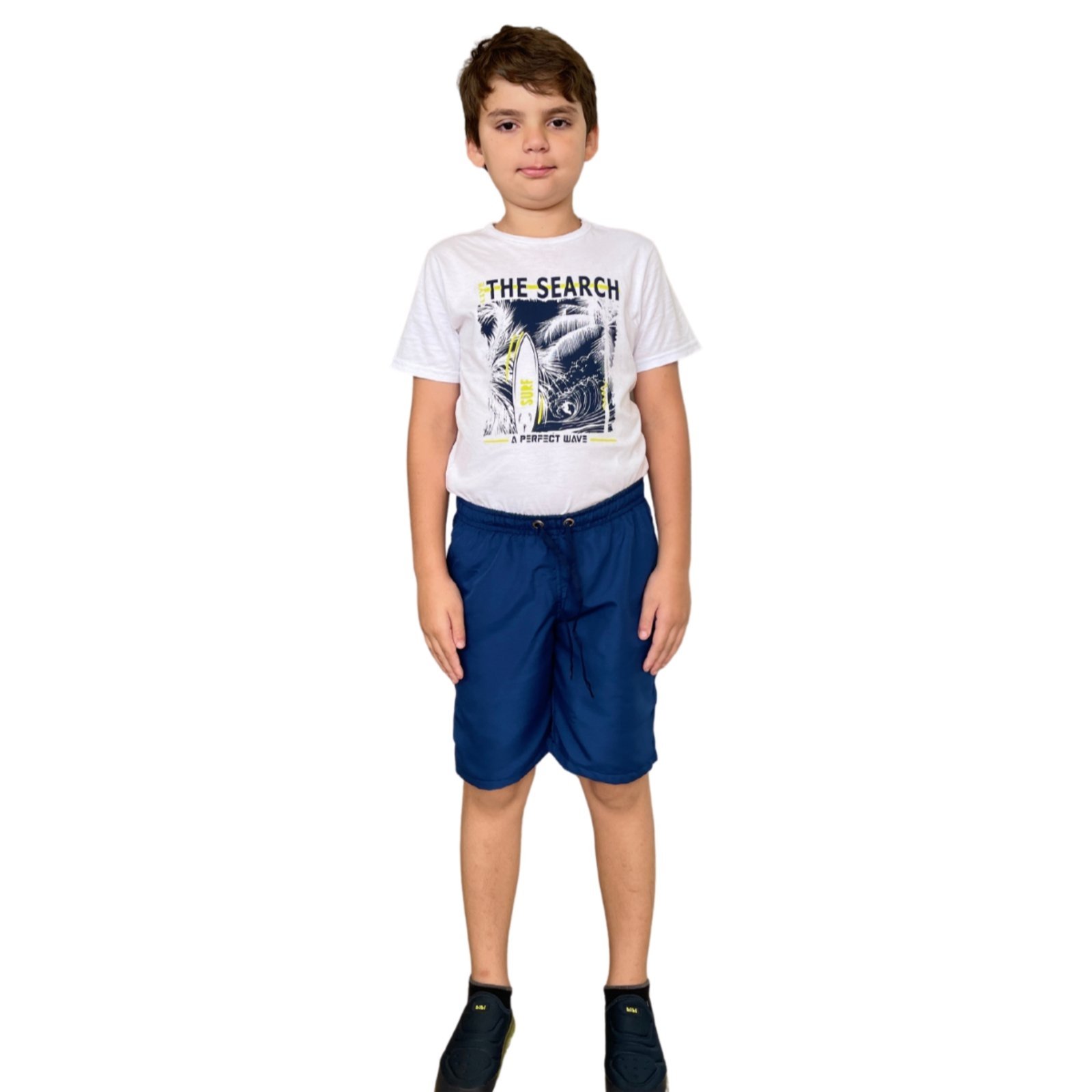 Infantil - Bermuda Tactel Escolar Juvenil Azul Marinho Aliarthe