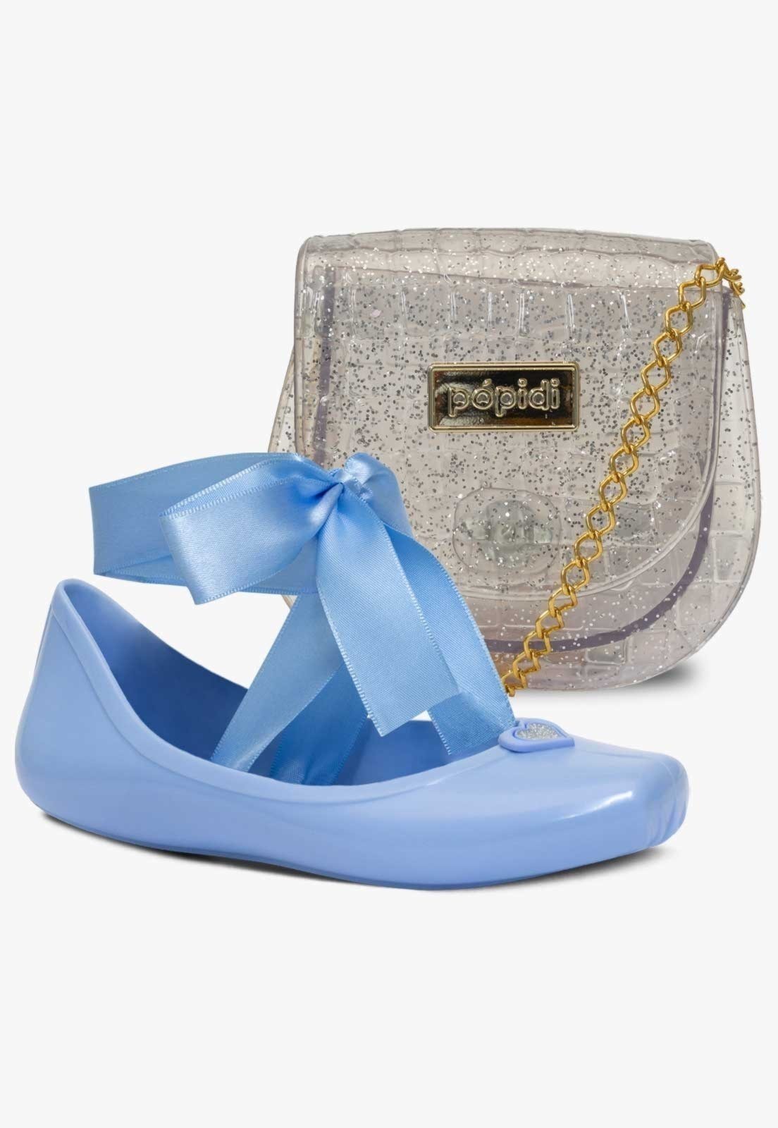 Infantil – Kit Bolsa E Sapatilha Bailarina Pópidi Menina Azul