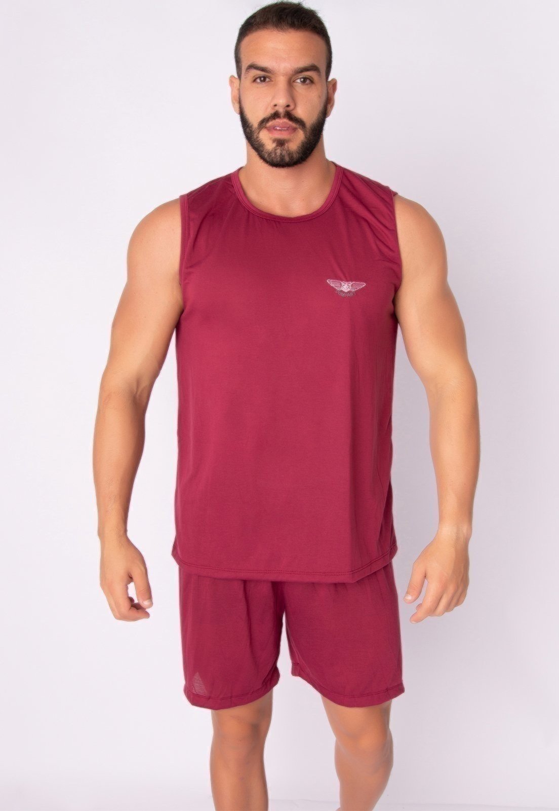 Pijama Masculino Bella Fiore Modas Fechado Verão Regata Liso