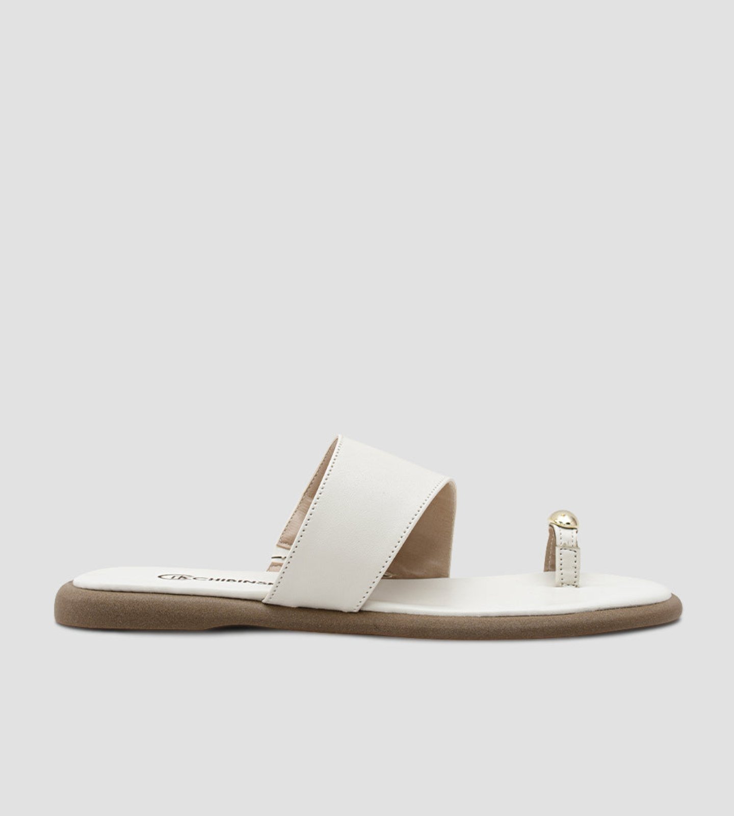 Rasteira Off White Detalhe Dourado CBK Branco