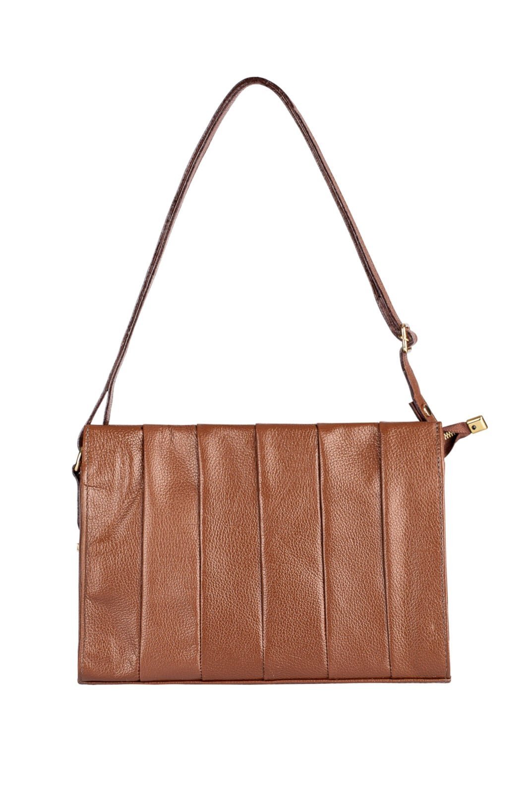 Bolsa de couro liso tiracolo Barbara - Whisky