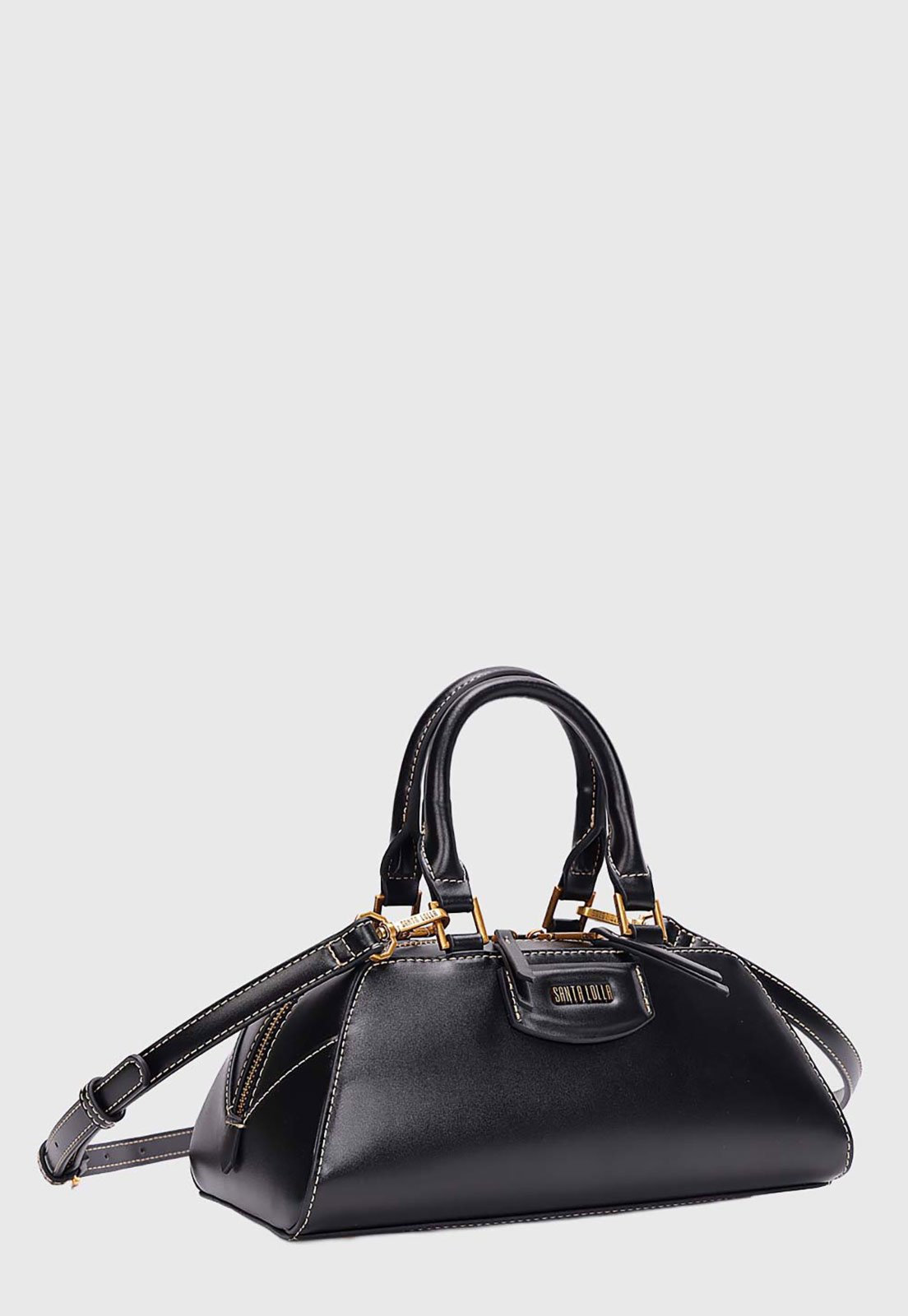 Bolsa Feminina Santa Lolla Estruturada Detalhes Metal Preta