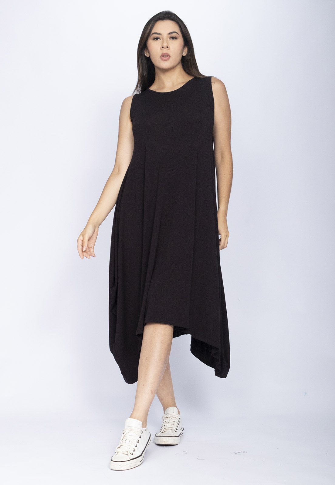 Vestido CabanaFree Sarual Regata Malha Preto