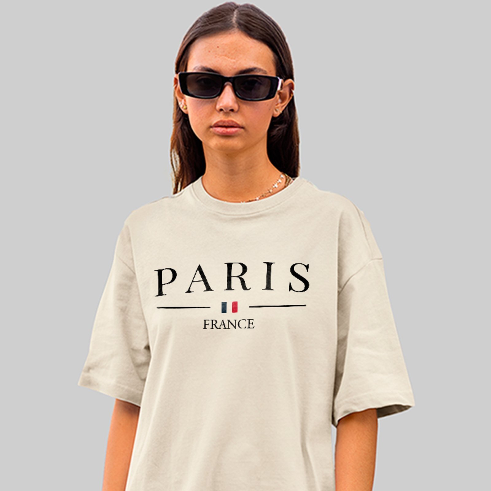 Vista 3 Camiseta Oversized Paris Estilo Urbano Luxo Estética Algodão Premium Off White ousy off-white white ousy off-white white