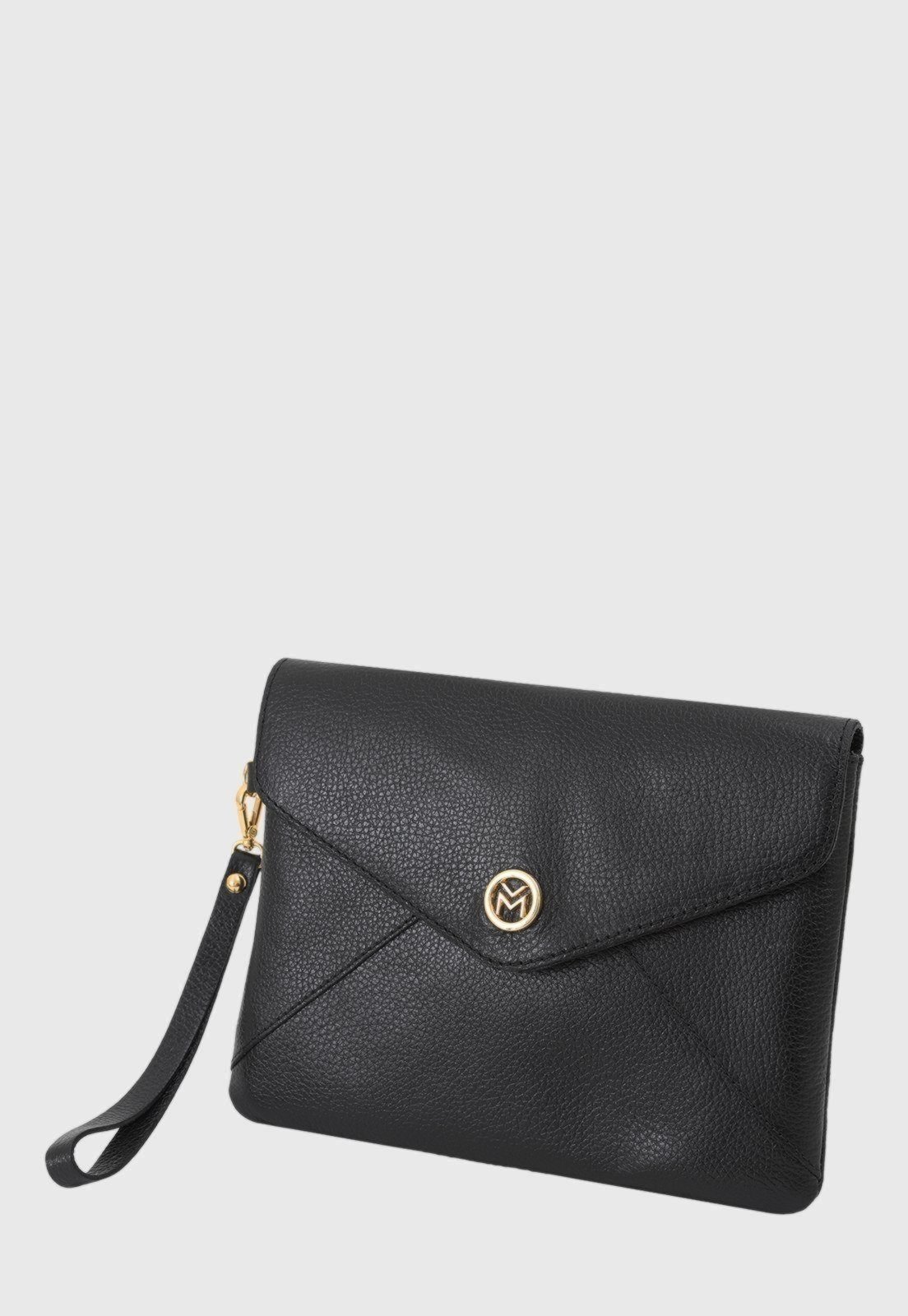 Bolsa Carteira Clutch Couro Mariart Luciana Preta