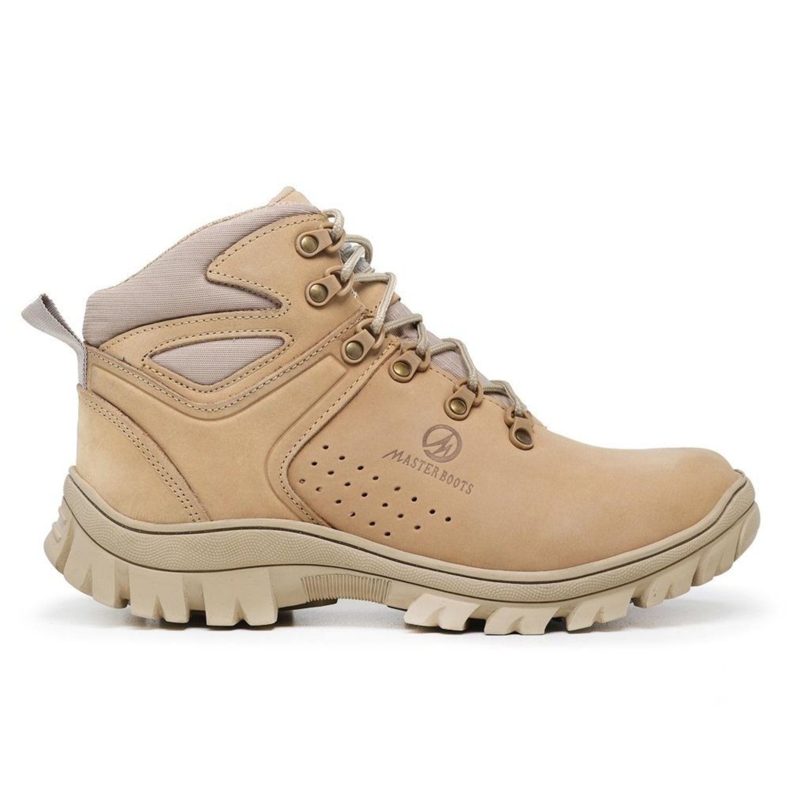 Bota Masculina Aventura Couro Resistente Confortável Bege 33 Bege
