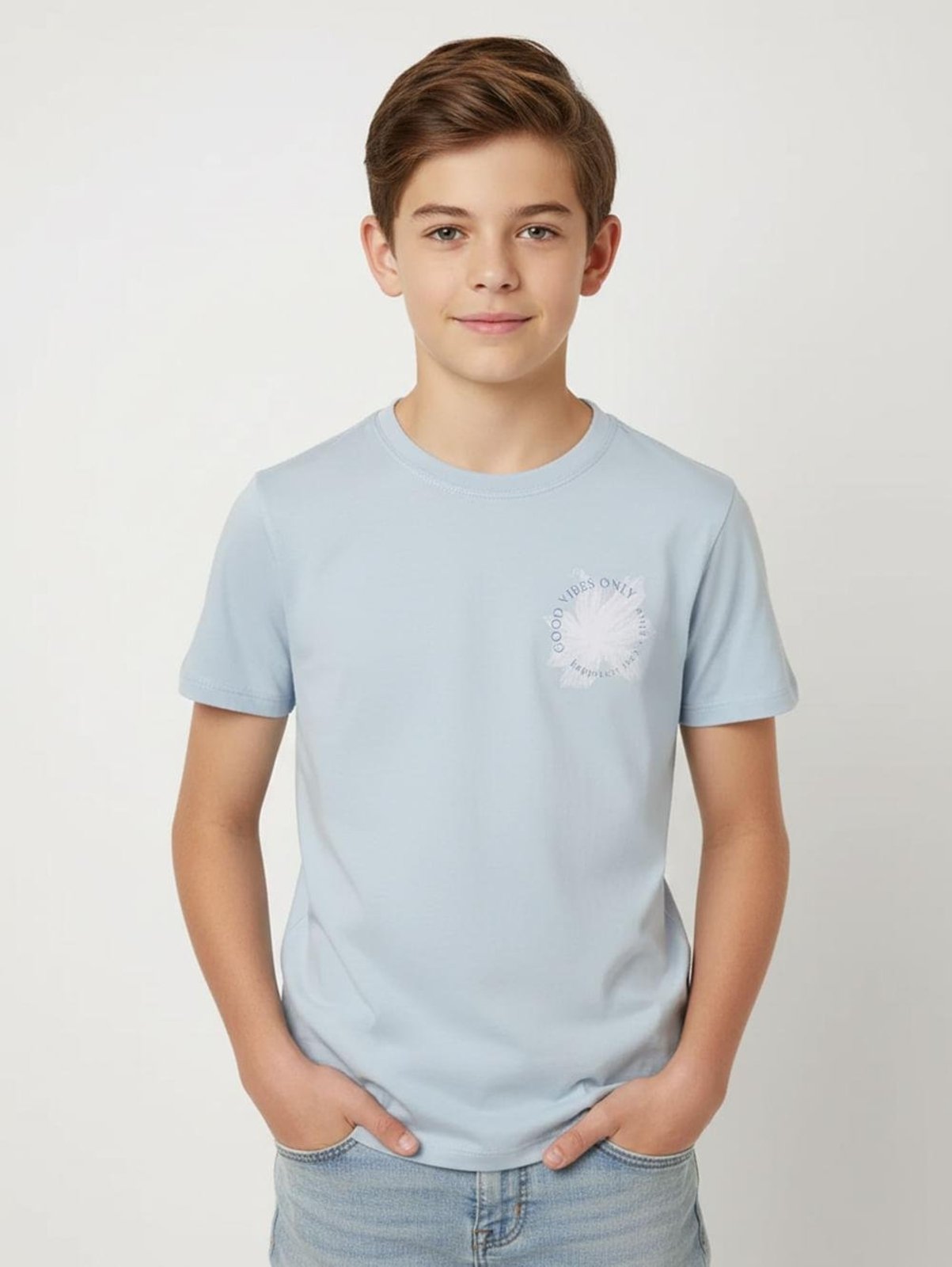 Infantil - Camiseta Manga Curta Juvenil Para Menino - AZUL
