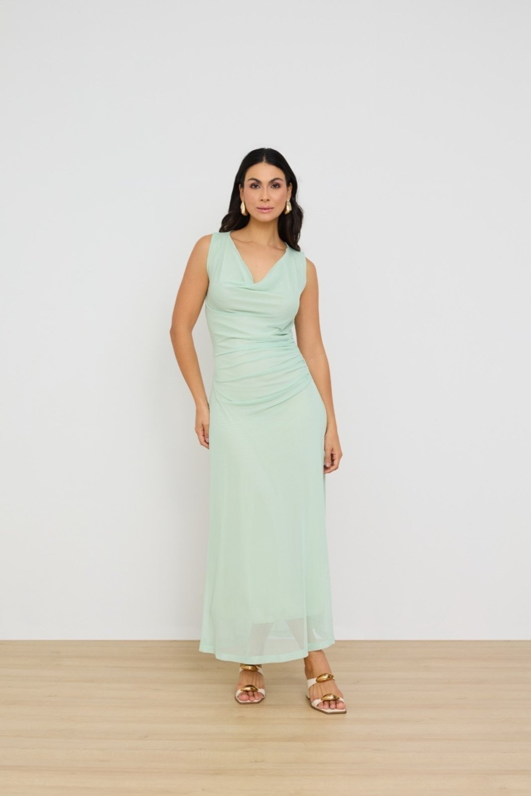 Vestido Vanibele Tule Verde Claro