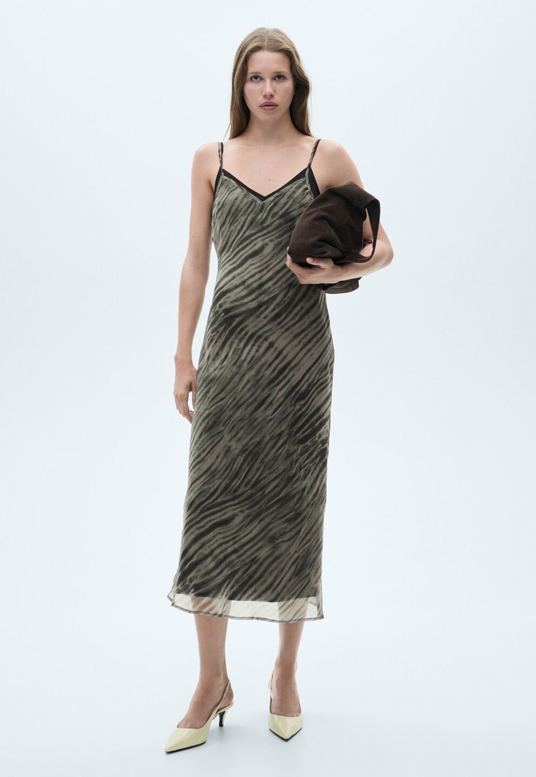 Vestido Mango Midi Estampado Verde