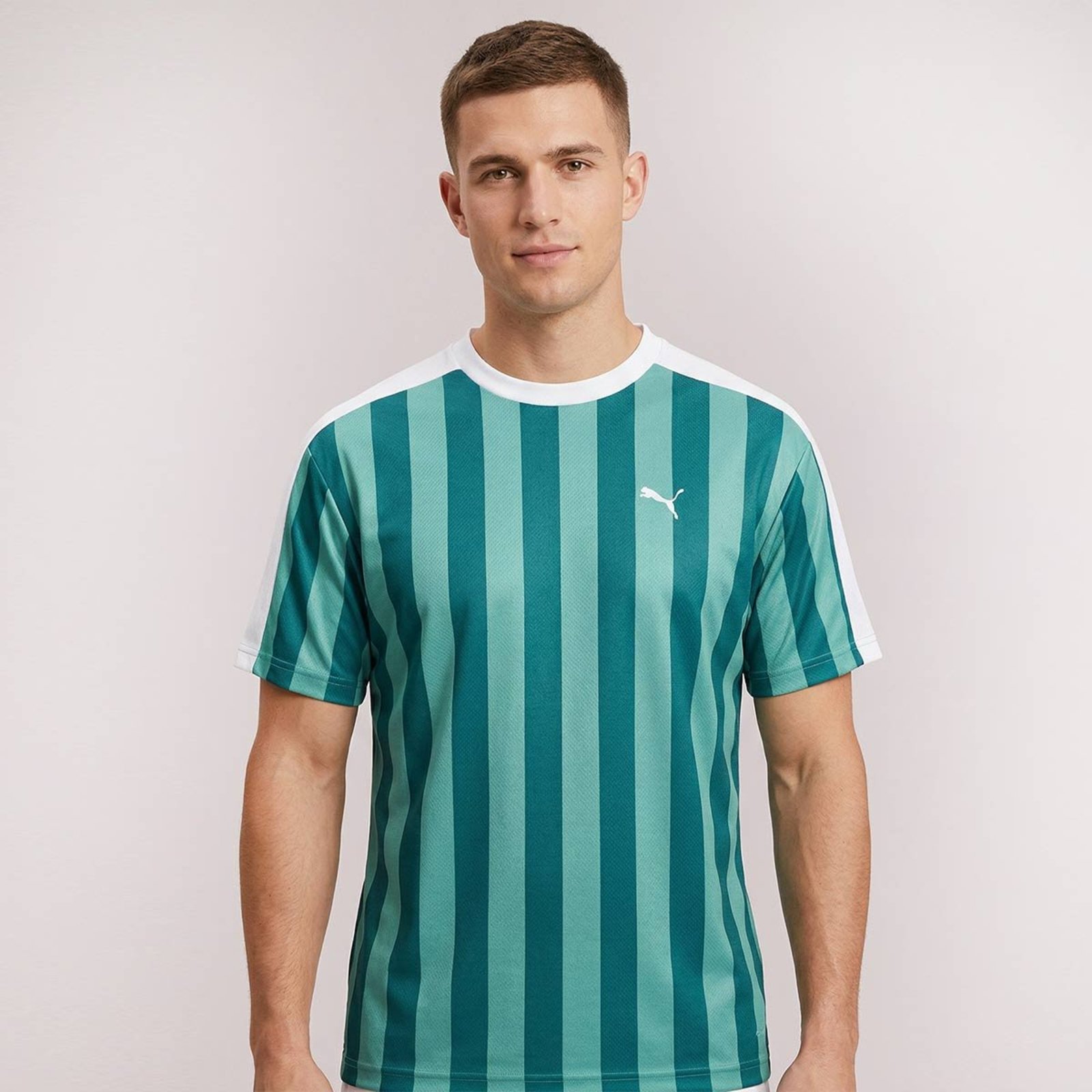 Camiseta Puma Ess Relaxad Striped Football Jersey Verde