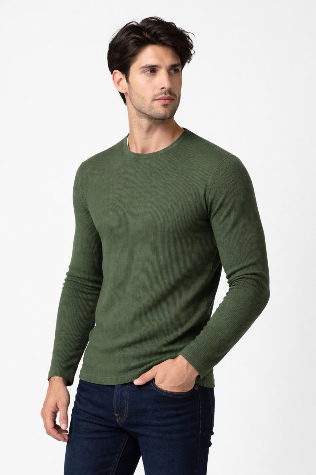 Camisa Basica D Bell Outlet Fashion Manga Longa Verde