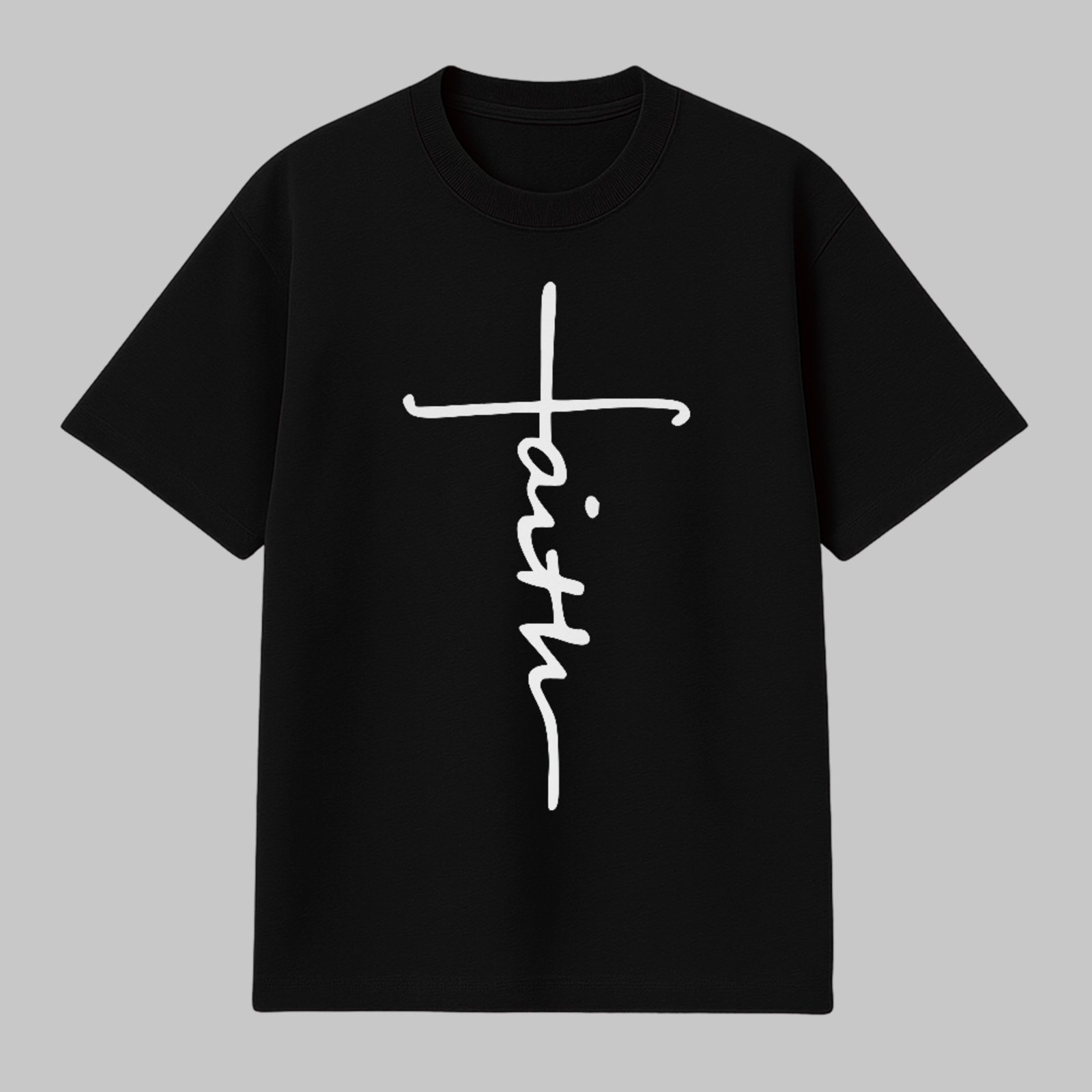 Camiseta Básica Faith Cruz Clean Design Cristão Moderno Preto