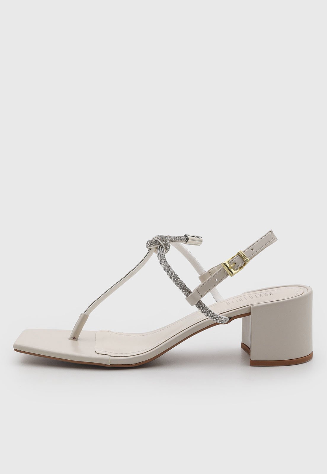 Sandália Feminina Santa Lolla Salto Médio Bico Quadrado Off-White