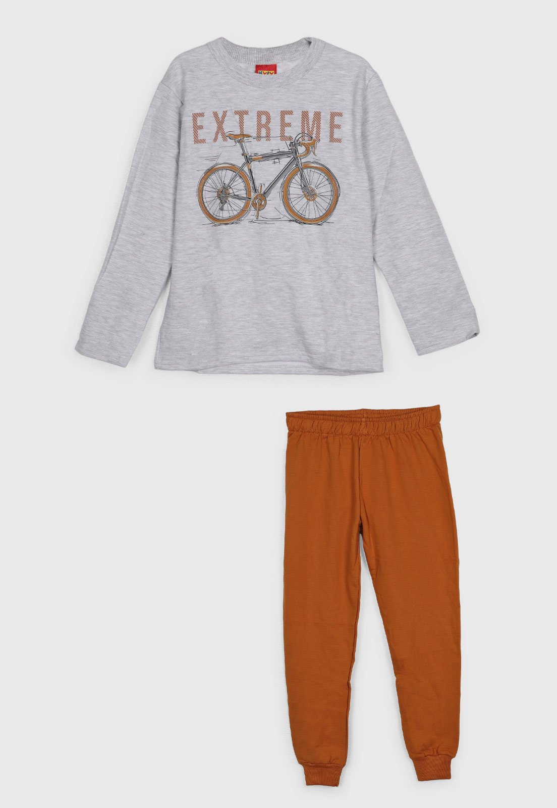 Infantil - Conjunto Kyly Estampa Bicicleta Cinza