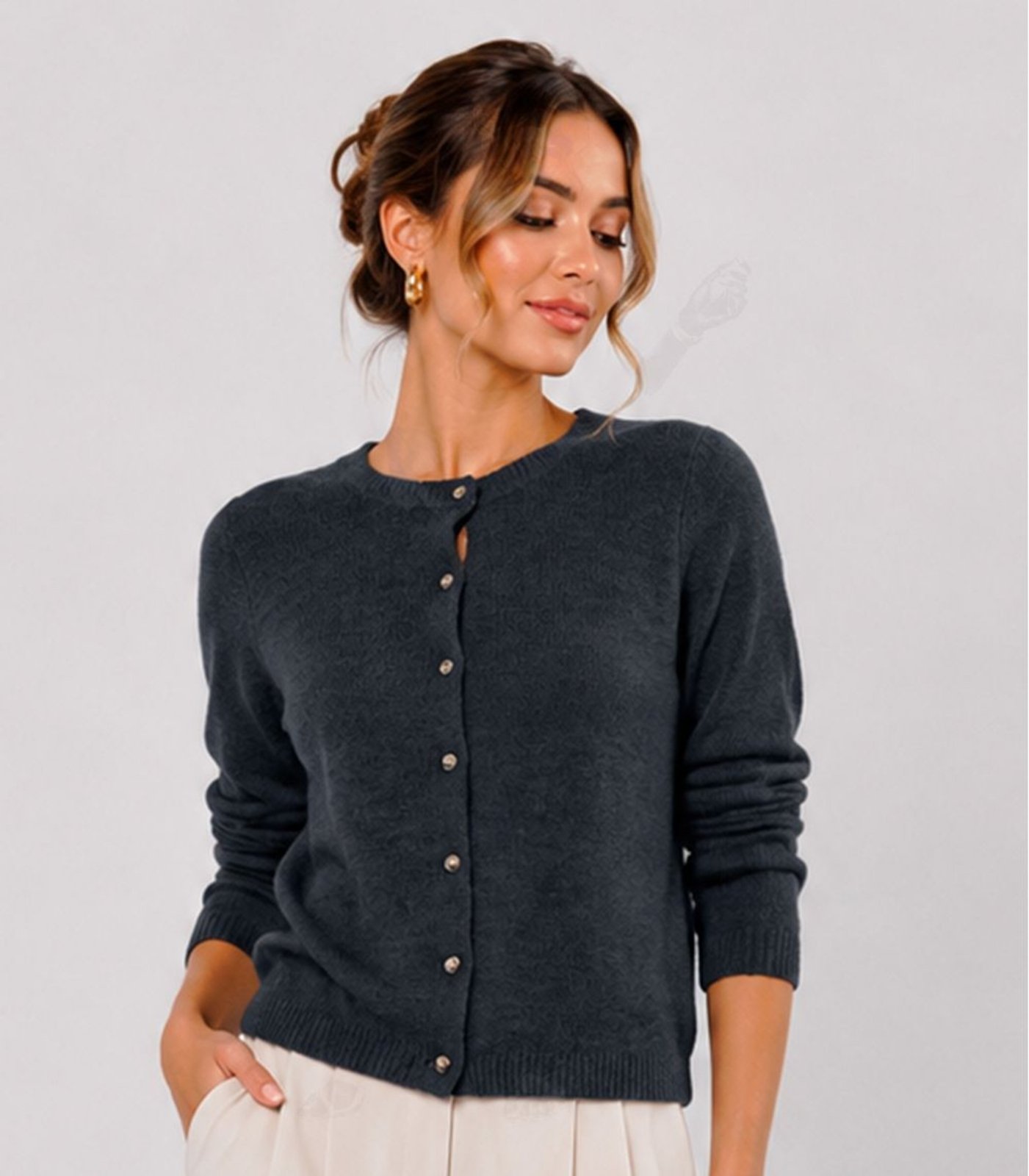 Cardigan Feminino Em Tricot Infinita Cor Azul