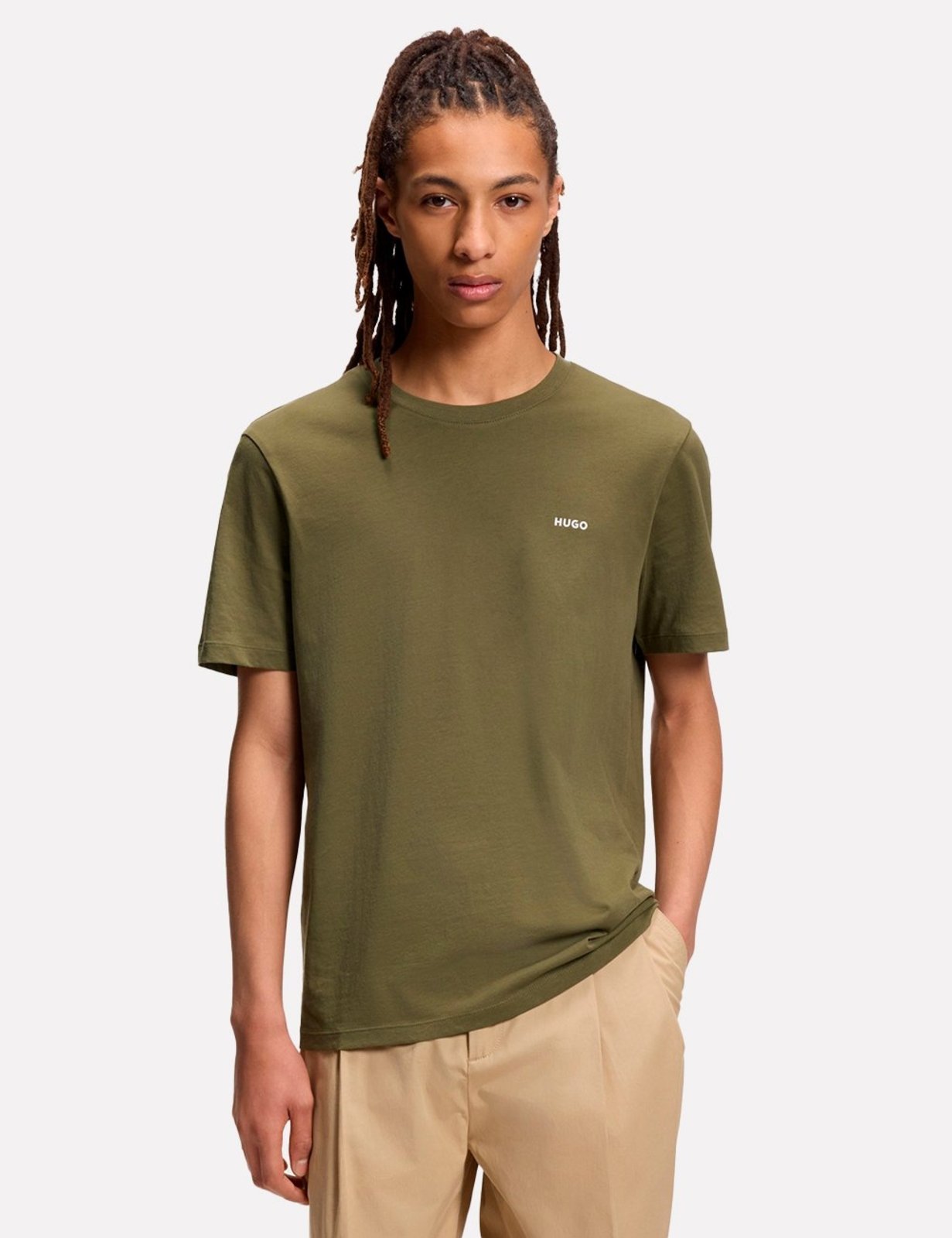 Camiseta Hugo Boss Masculina Regular Dero222 Verde Musgo