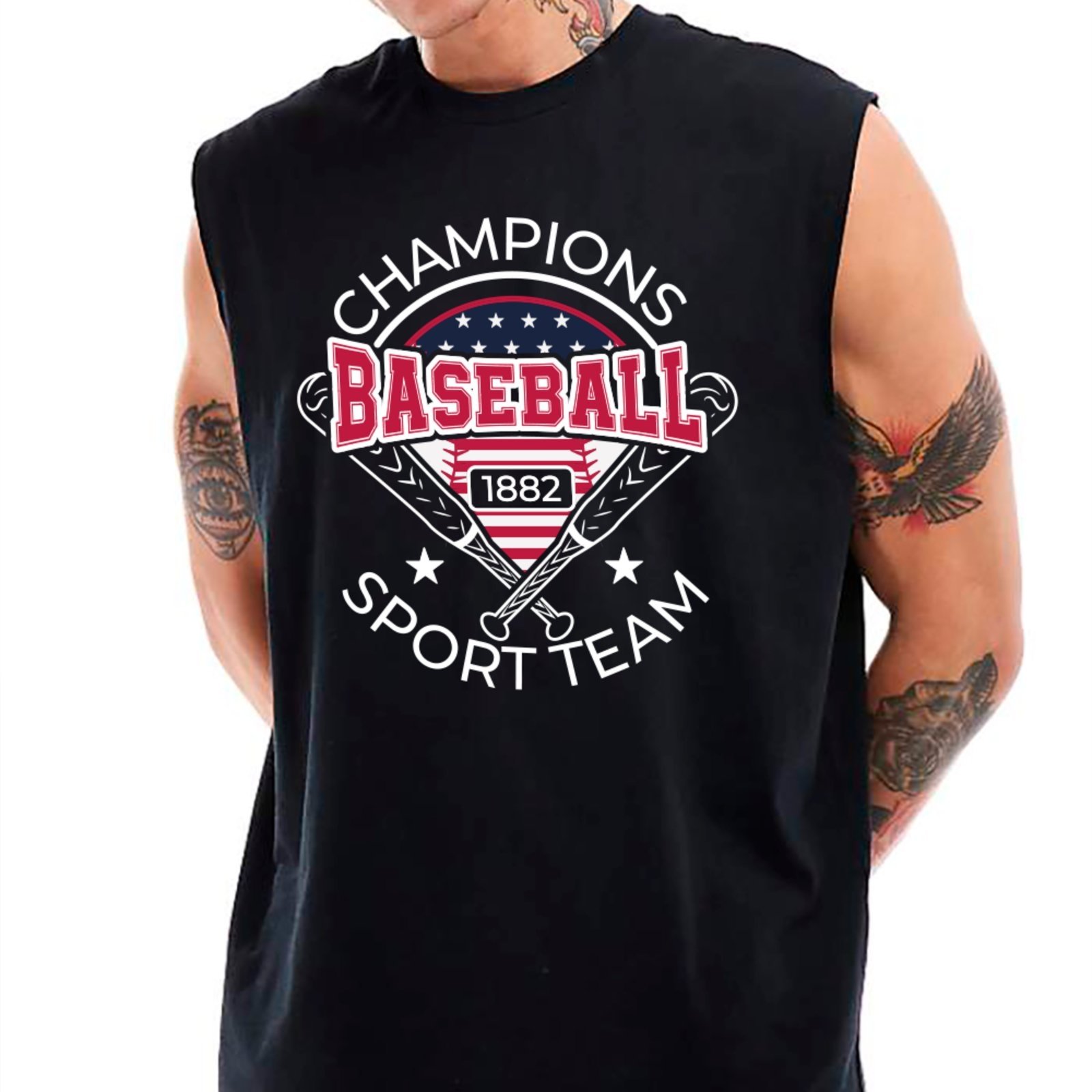 Camiseta Regata Machão Ousy Baseball Sport Vibes Oversized Masculina Preto