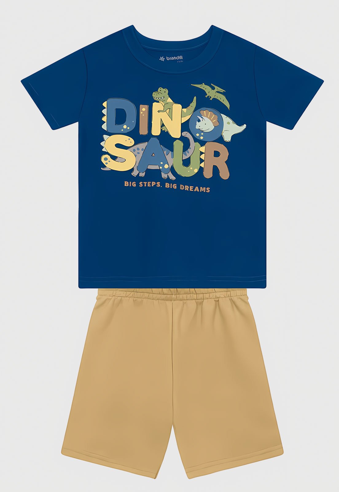 Conjunto Curto Brandili Dinossauro Azul Escuro