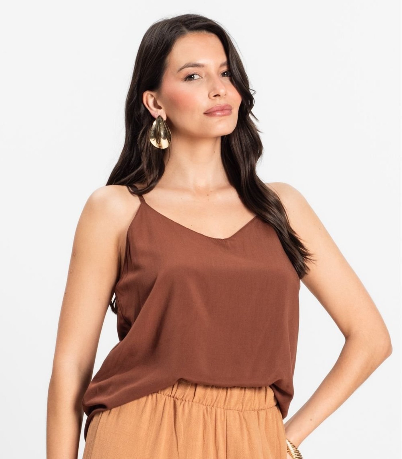 Vista 3 Regata Feminina Select Chocolate marrom Select marrom