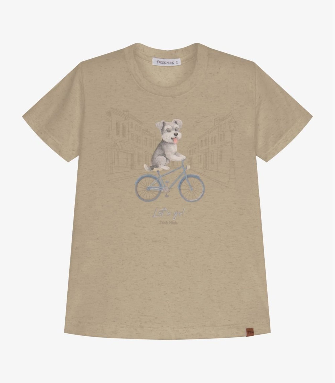 Infantil - Camiseta Meia Malha Estampa Trick Nick Bege