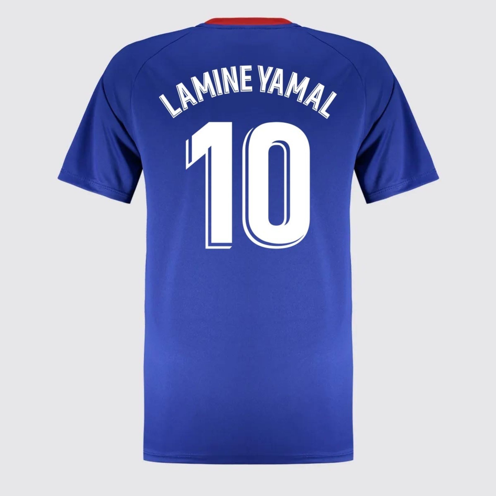 Camisa Barcelona Dry Fit Juvenil Azul e Vermelha 10 Lamine Yamal