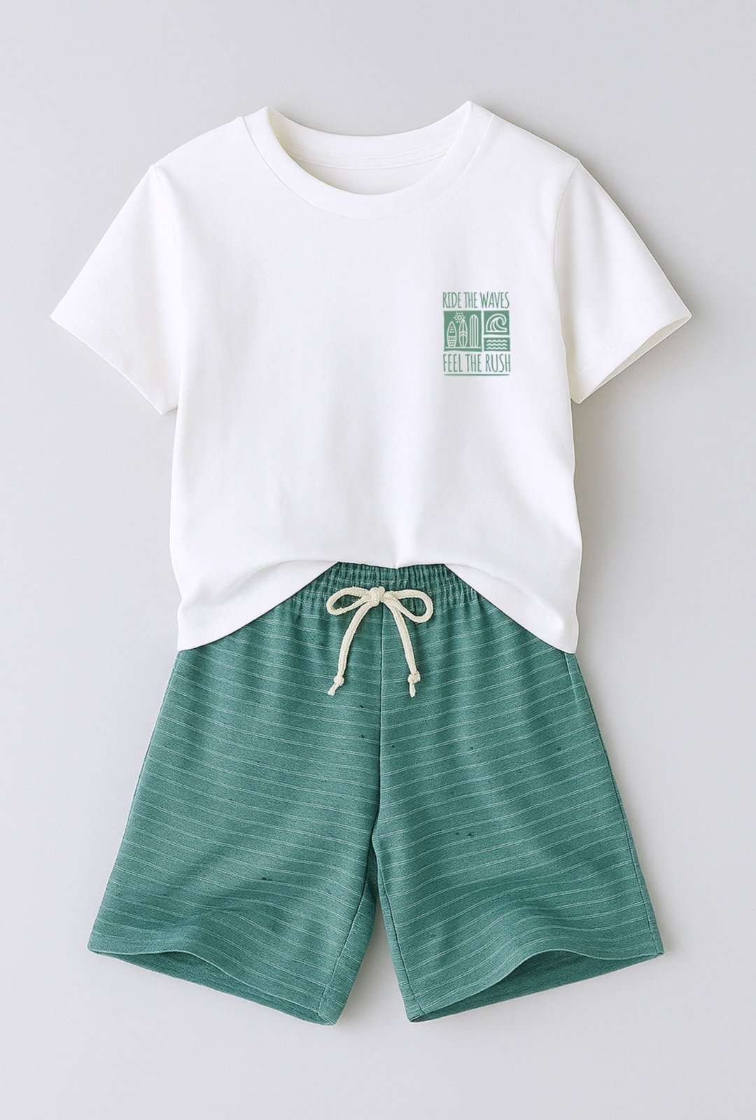 Vista 3 Infantil - Camiseta T-shirt Algodão Estampada Ride the Waves 3 ao 14 - Look Look Infantil branco Look Infantil branco