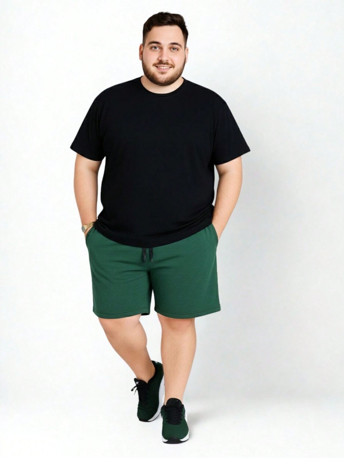 Bermuda de Moletom Plus Size Masculino Verde Shorts de Moletom Plus Size Homem Bermuda Tamanho Grande