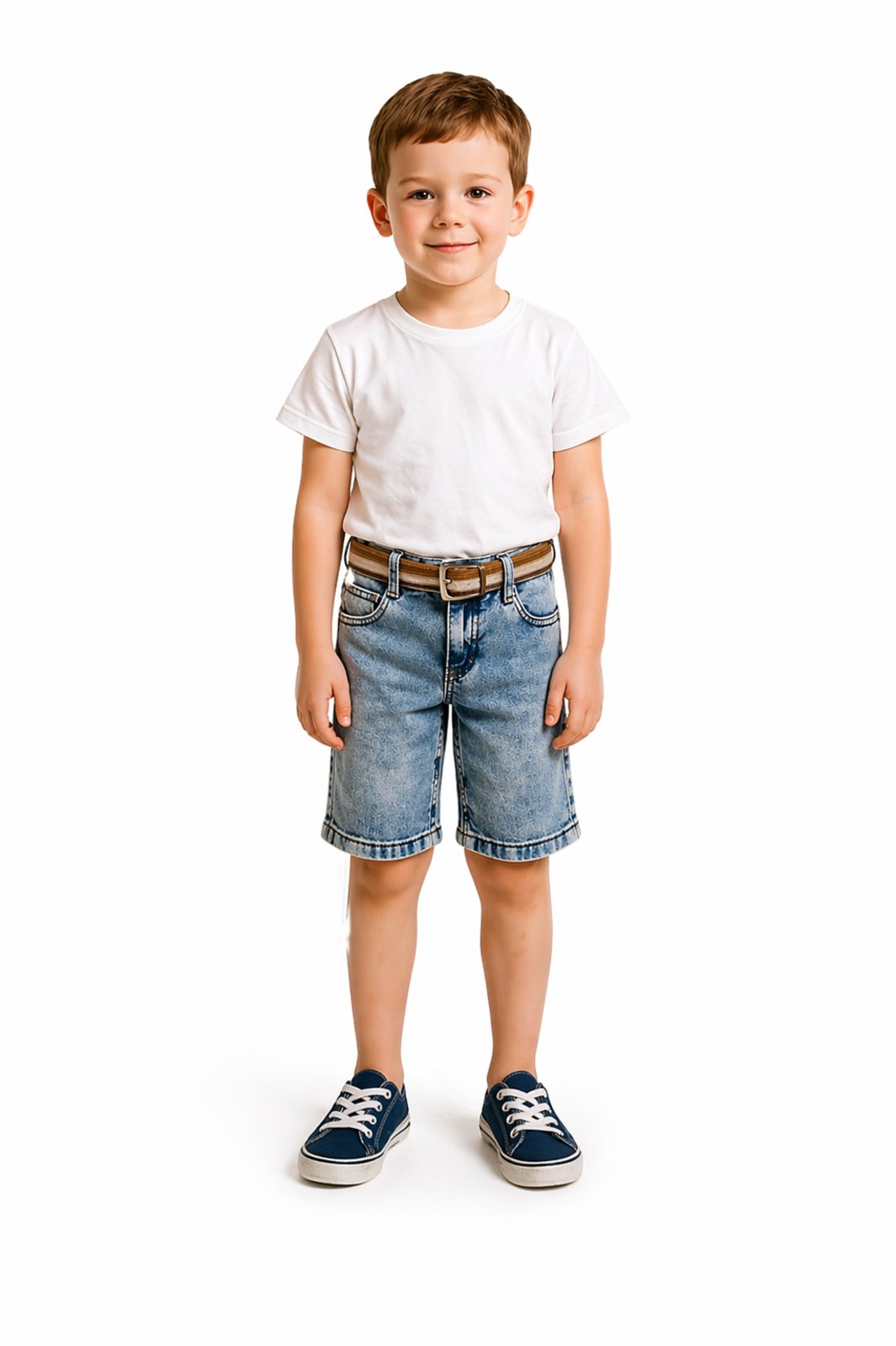 Infantil - Bermuda Masculina Com Cinto Jeans Claro