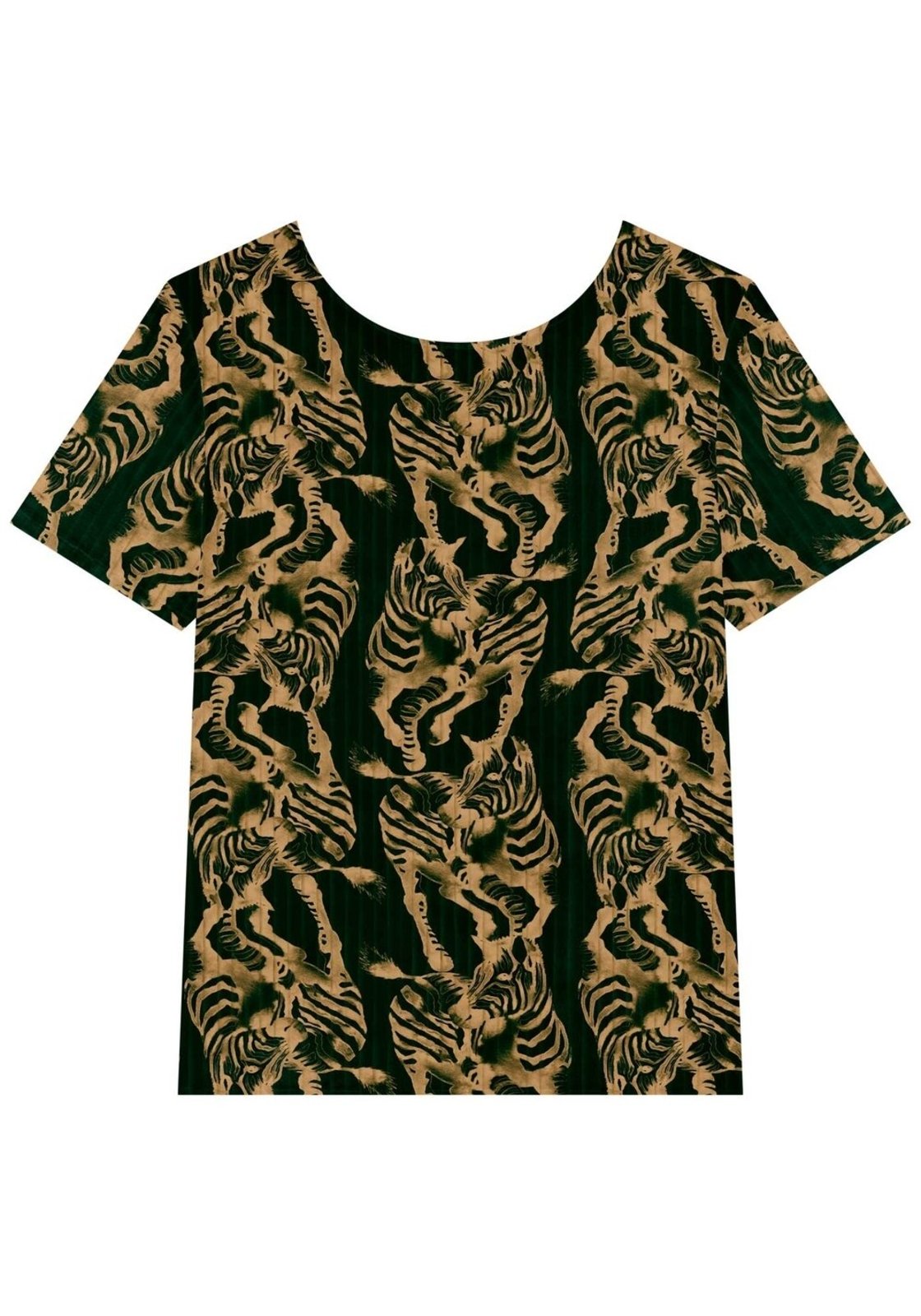 Blusa Estampada De Mangas Curtas Com Decote Redondo