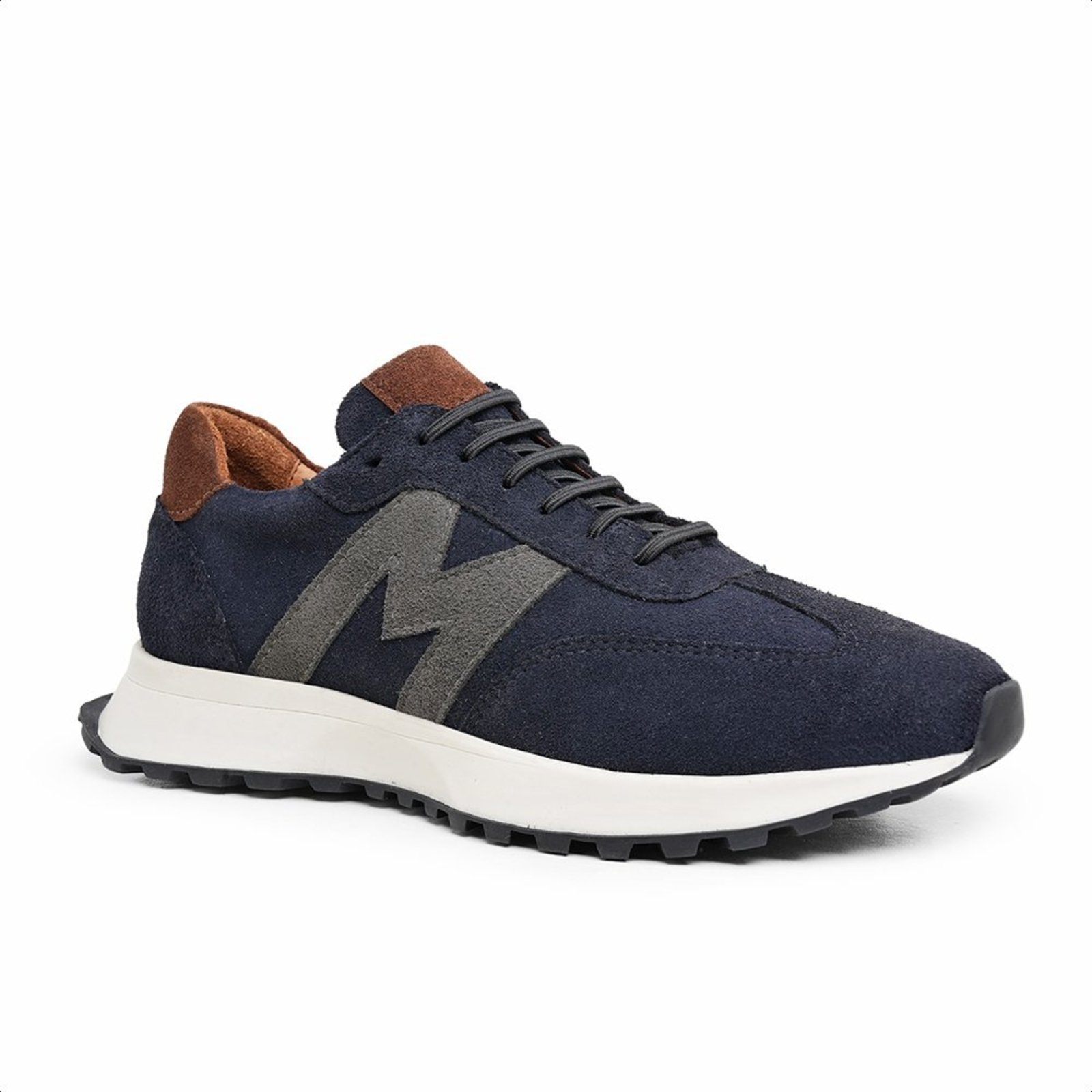 Tênis Casual Masculino Malbork em Couro Azul com Amortecedor