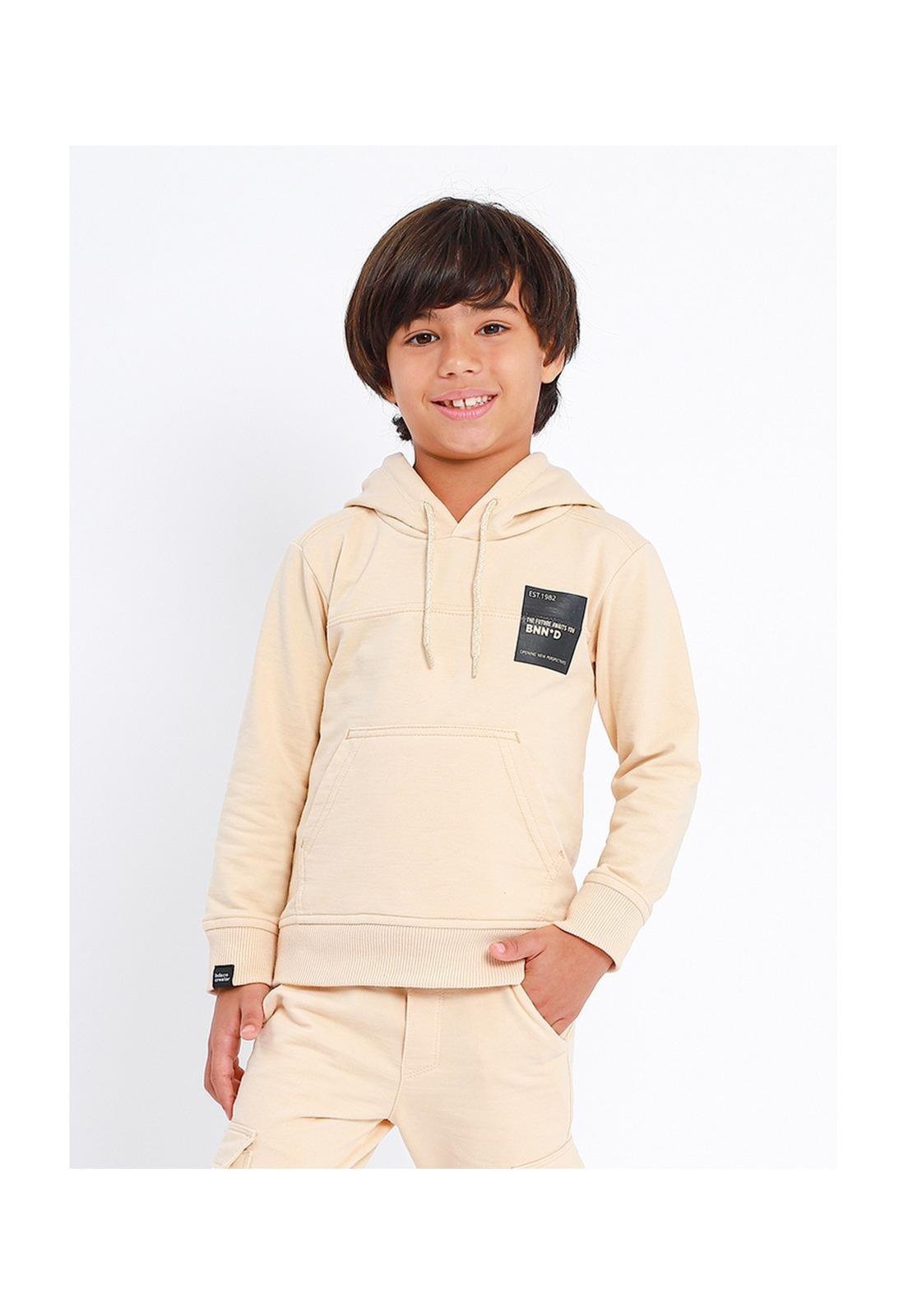 Infantil - Blusa Moletom Canguru Menino Banana Danger 4 Bege
