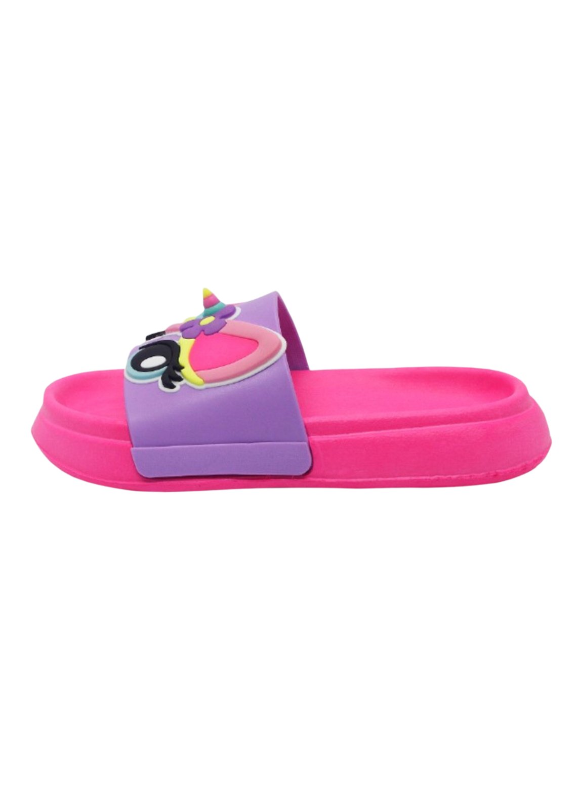 Infantil – Slide Chinelo Plugt Menina Floquinho Unicórnio 3D Lilás