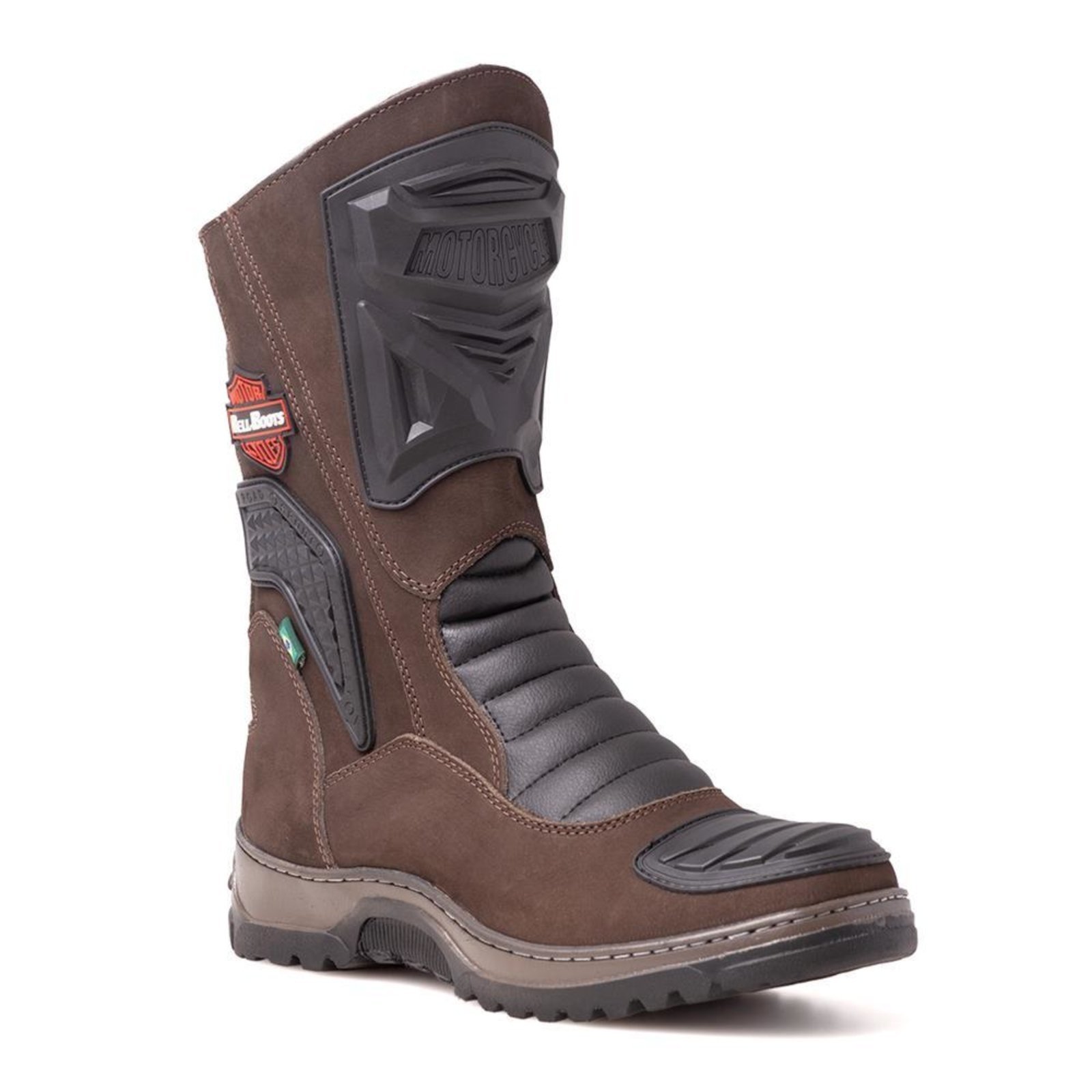 Bota Masculina Motociclista Cano Alto Zíper Reforçada Café 37 Café